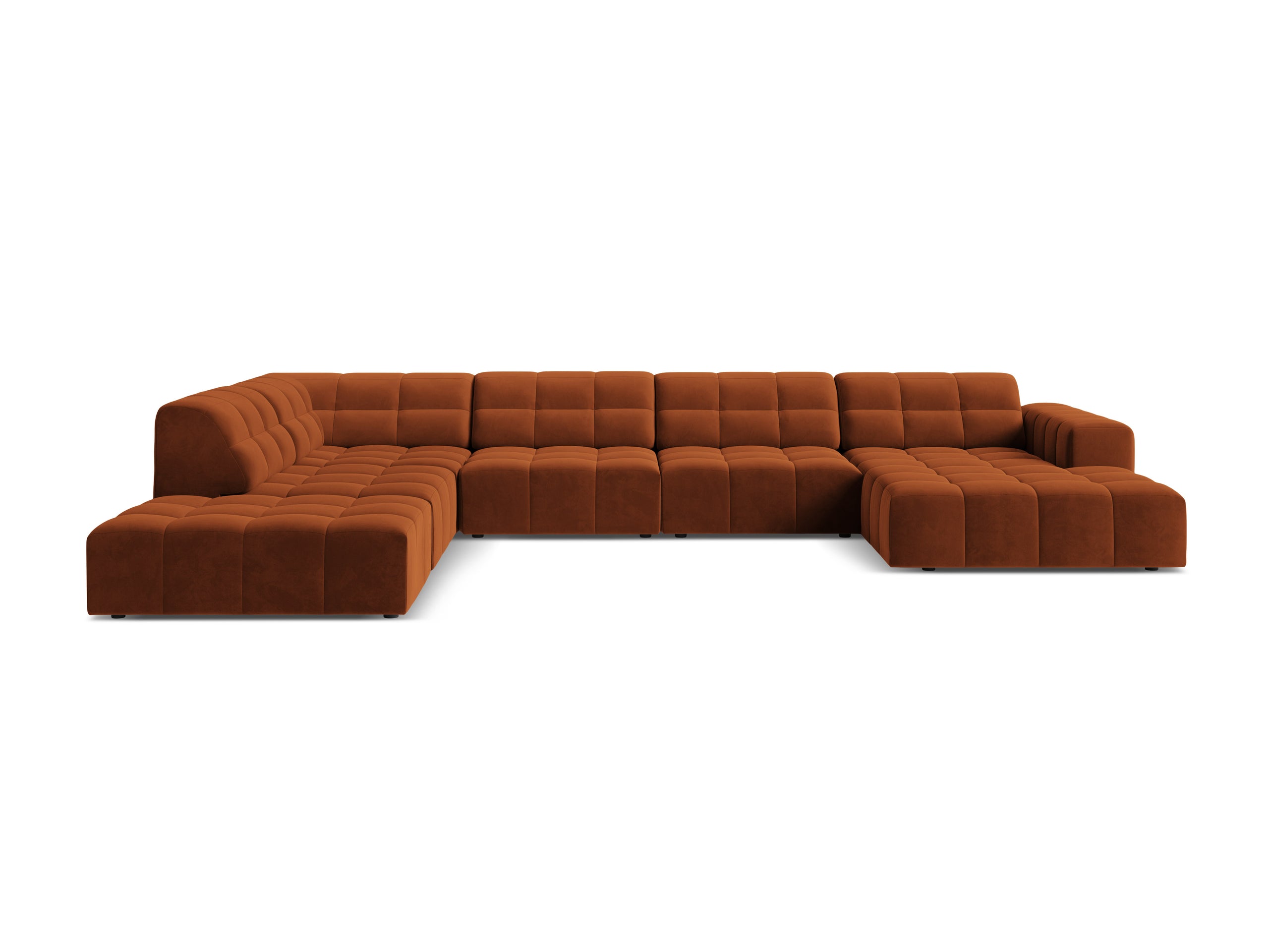 Micadoni Jennifer panoramatická sedačka 375 × 263 cm - Zamat Bluvel (Blu4215) - Terakotová - Ľavé prevedenie