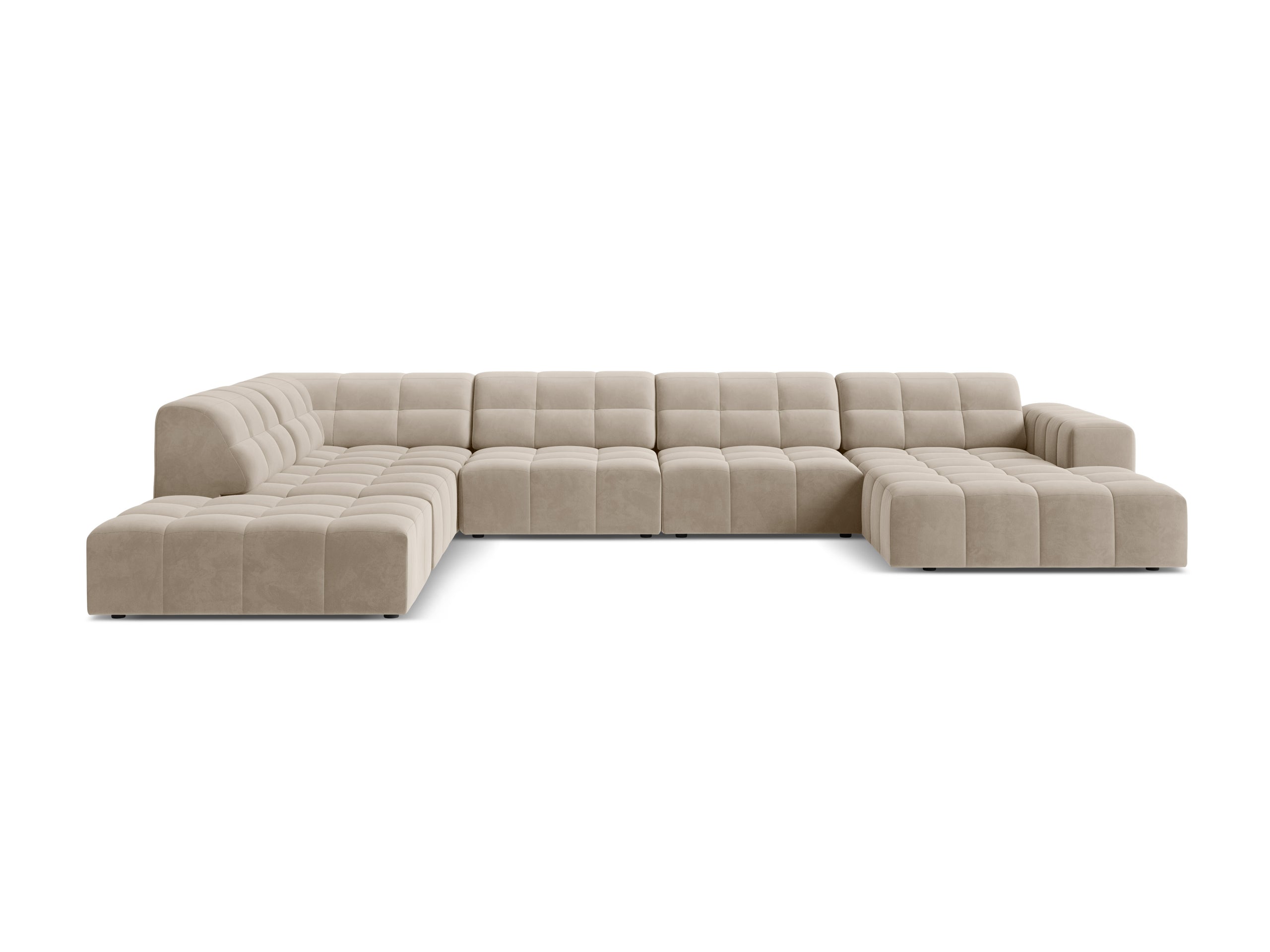 Micadoni Jennifer panoramatická sedačka 375 × 263 cm - Zamat Bluvel (Blu30) - Tmavobéžová - Ľavé prevedenie