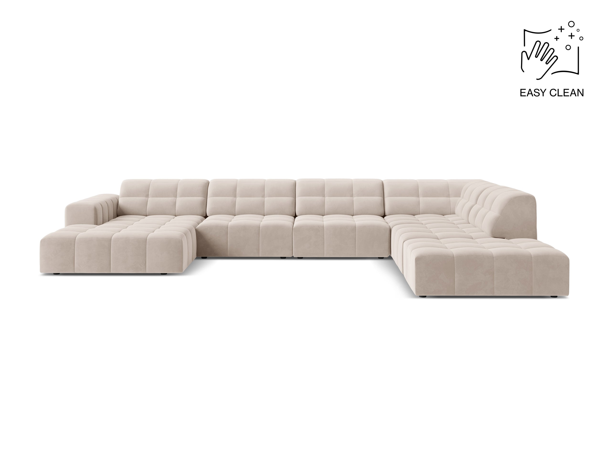 Micadoni Jennifer panoramatická sedačka 375 × 263 cm - Zamat Venus (Ven2927) - Svetlobéžová - Pravé prevedenie