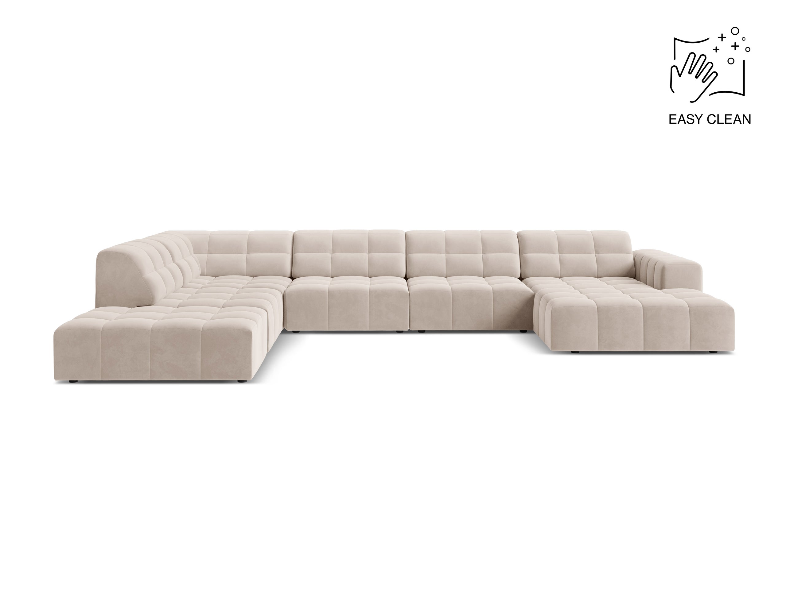 Micadoni Jennifer panoramatická sedačka 375 × 263 cm - Zamat Venus (Ven2927) - Svetlobéžová - Ľavé prevedenie