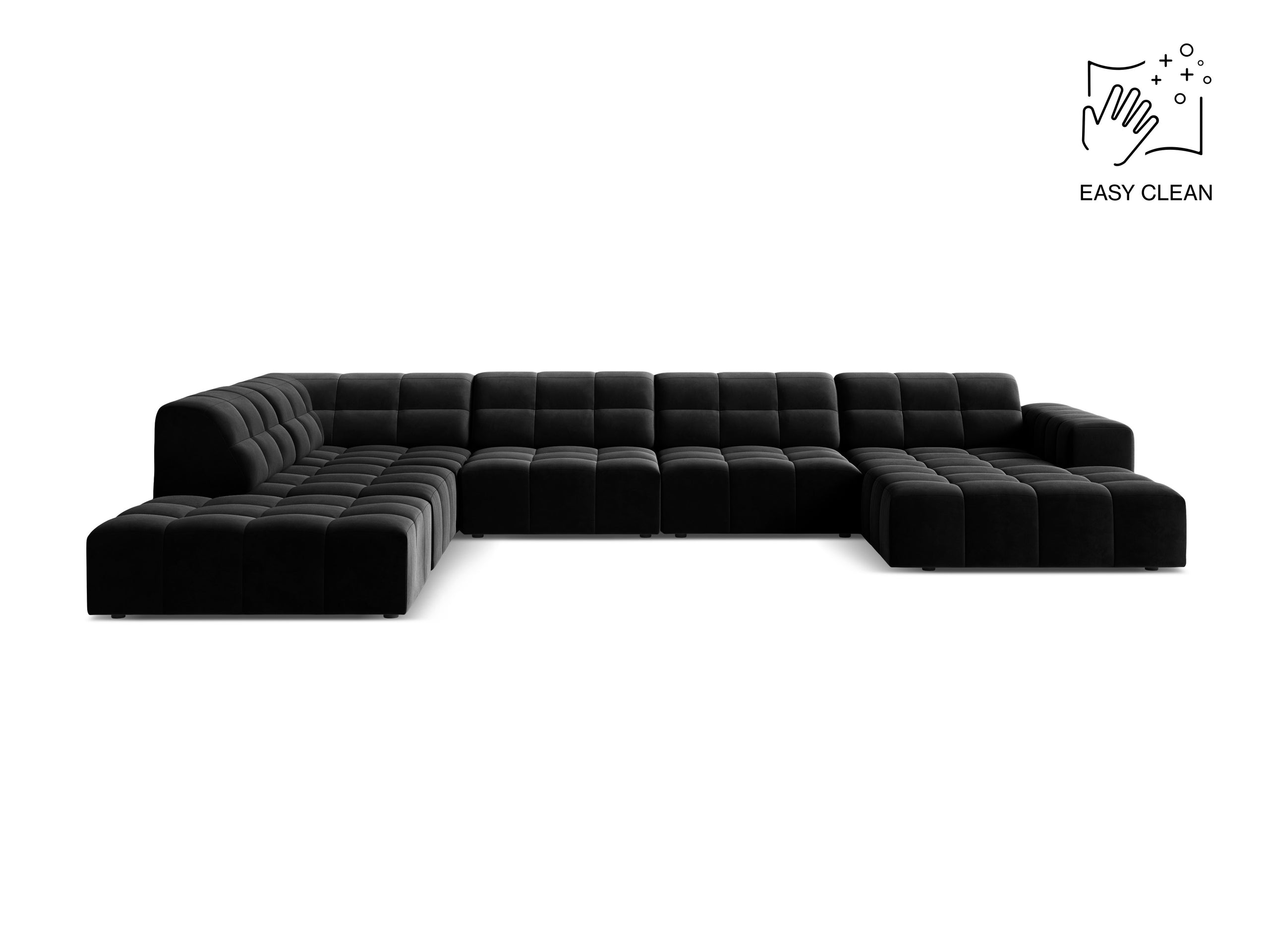 Micadoni Jennifer panoramatická sedačka 375 × 263 cm - Zamat Venus (Ven2923) - Čierna - Ľavé prevedenie
