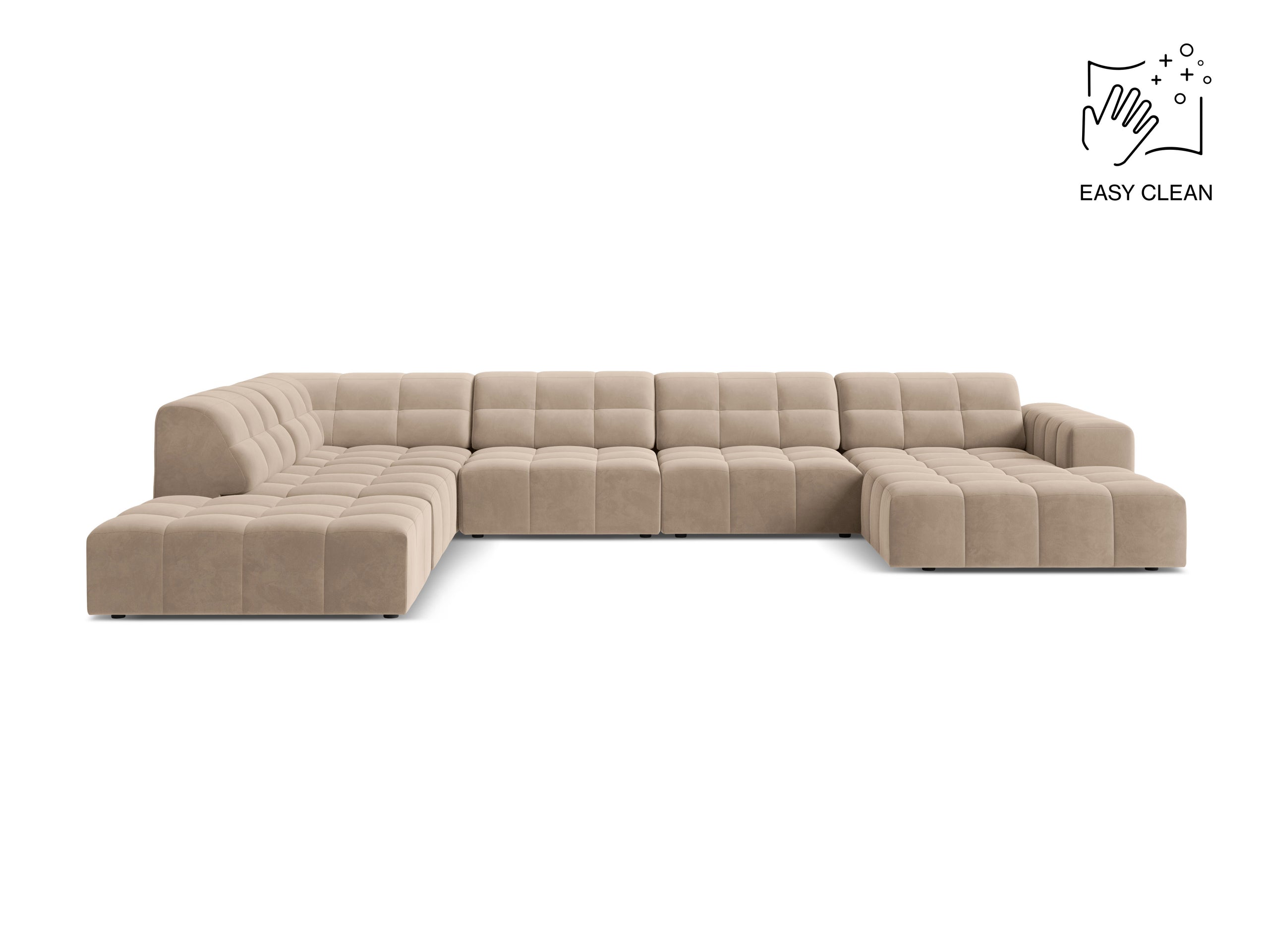 Micadoni Jennifer panoramatická sedačka 375 × 263 cm - Zamat Venus (Ven2928) - Béžová - Ľavé prevedenie