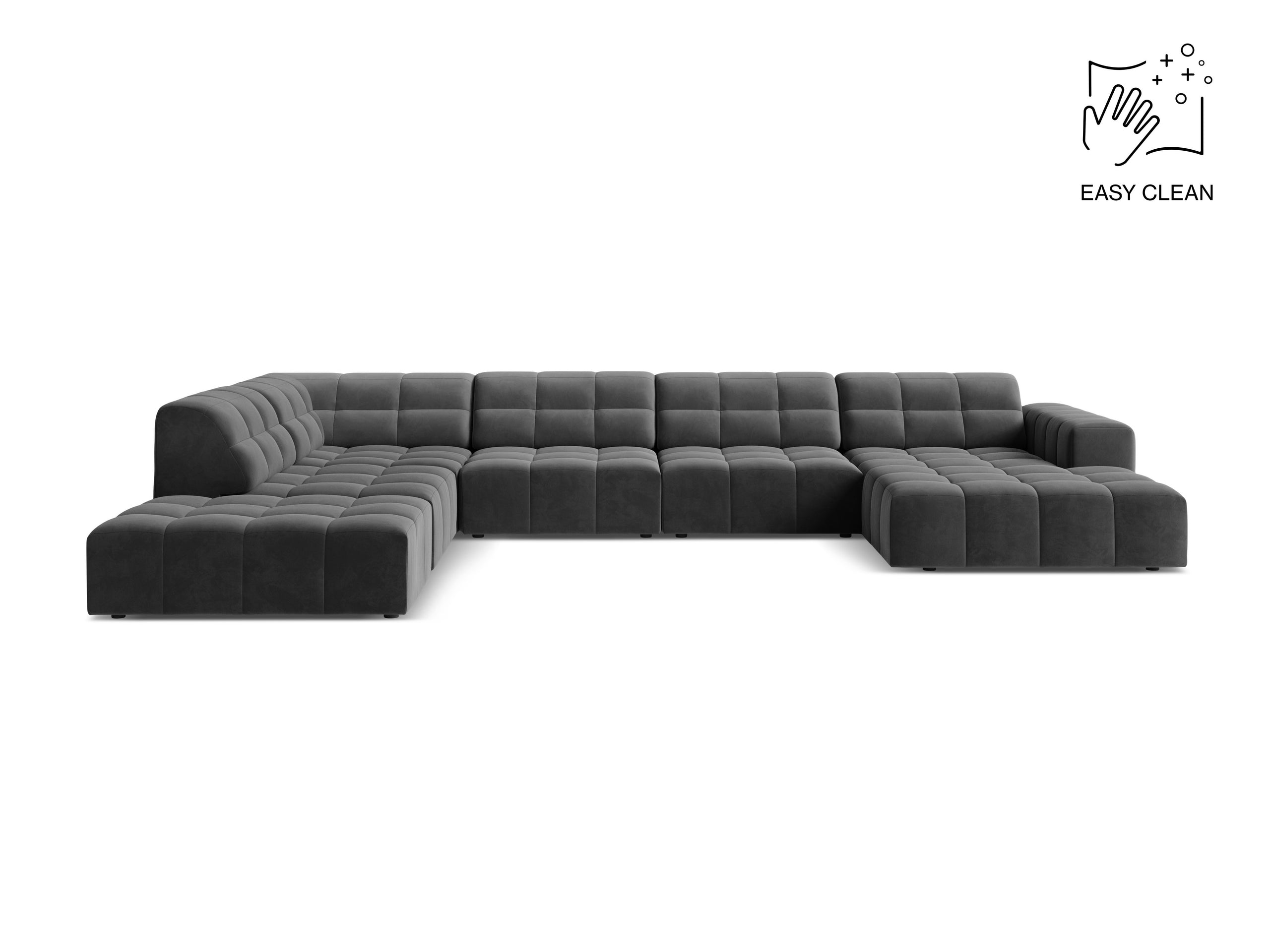 Micadoni Jennifer panoramatická sedačka 375 × 263 cm - Zamat Venus (Ven2930) - Sivá - Ľavé prevedenie