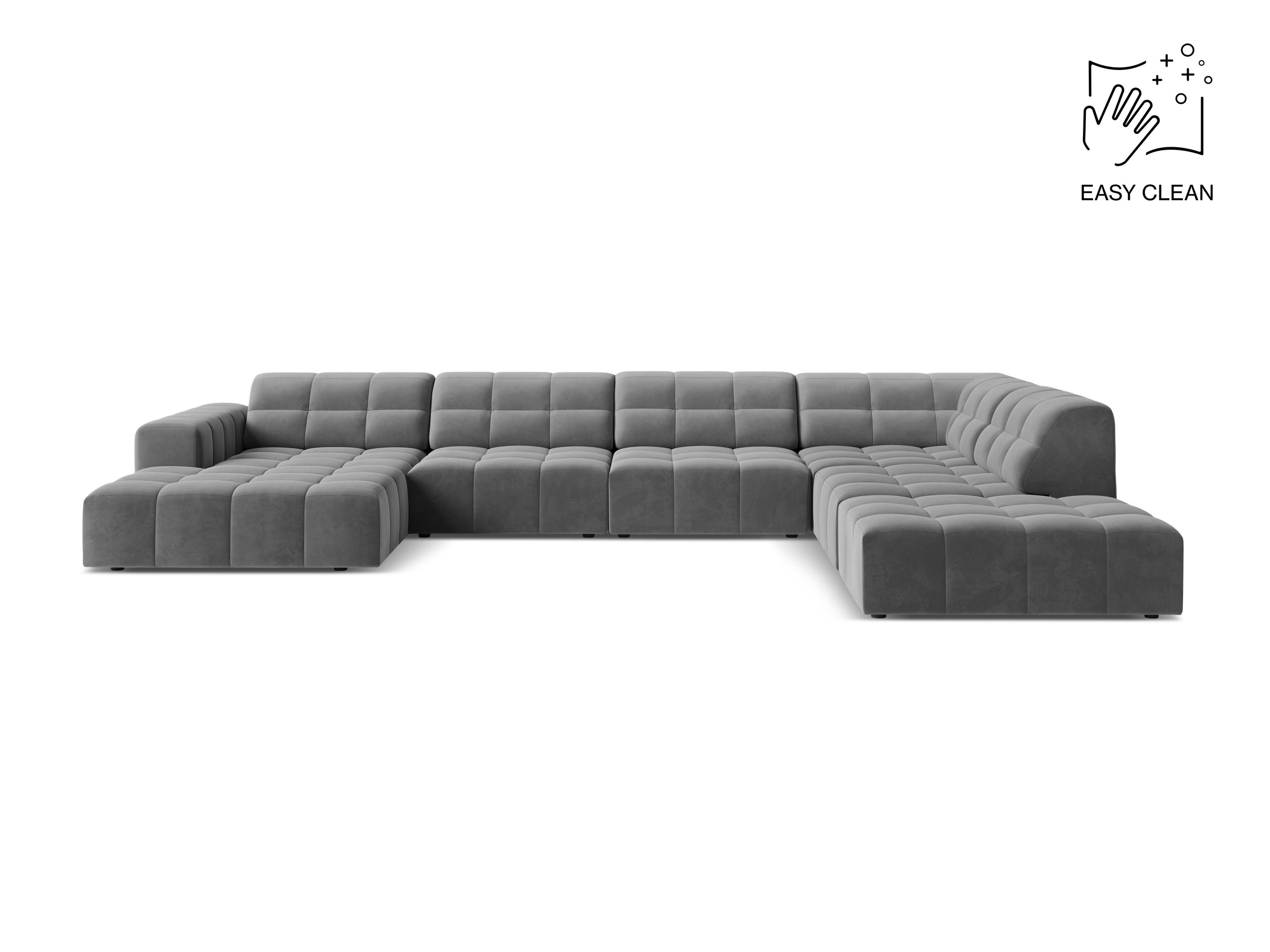 Micadoni Jennifer panoramatická sedačka 375 × 263 cm - Zamat Venus (Ven2929) - Svetlosivá - Pravé prevedenie