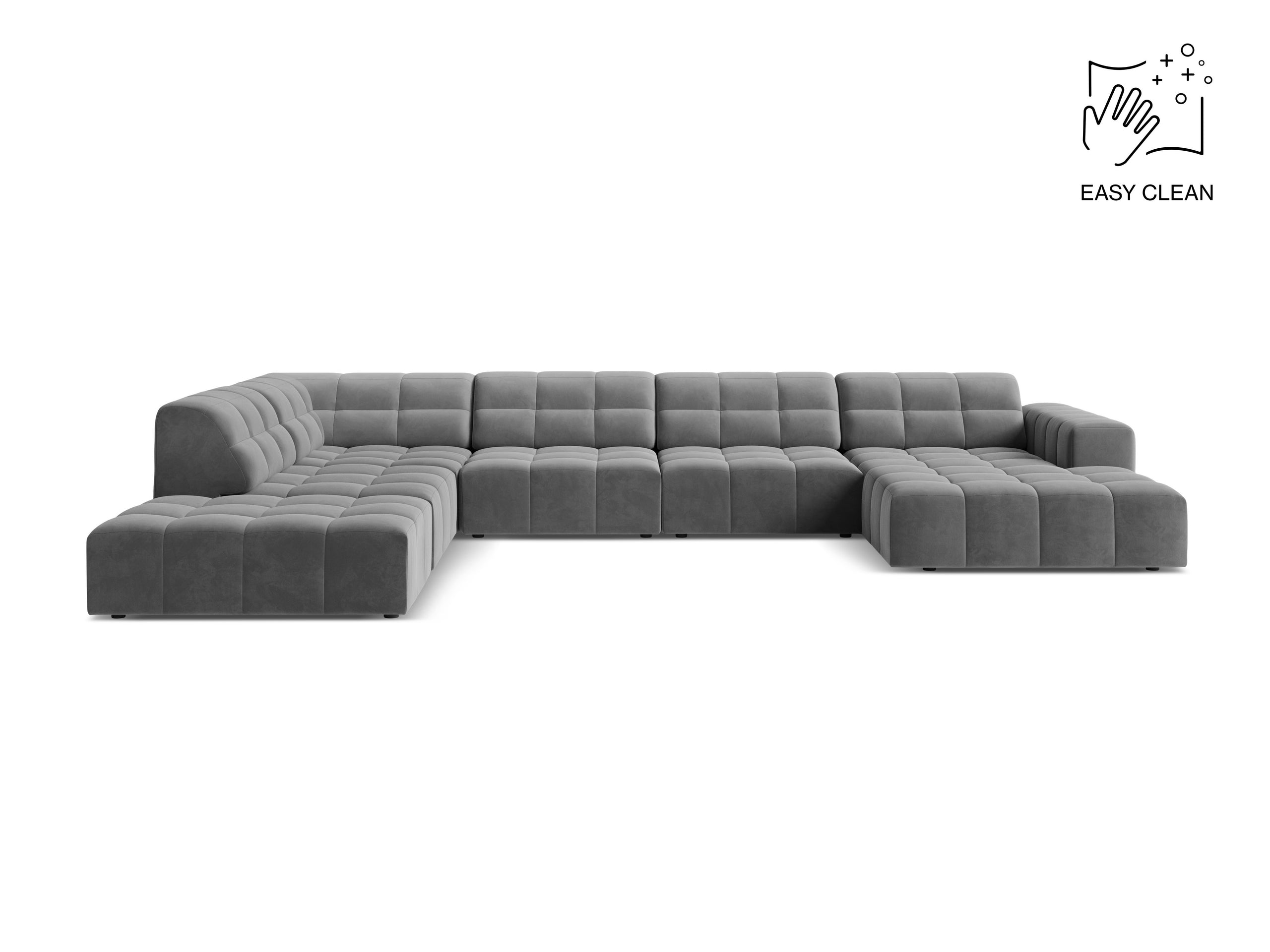 Micadoni Jennifer panoramatická sedačka 375 × 263 cm - Zamat Venus (Ven2929) - Svetlosivá - Ľavé prevedenie