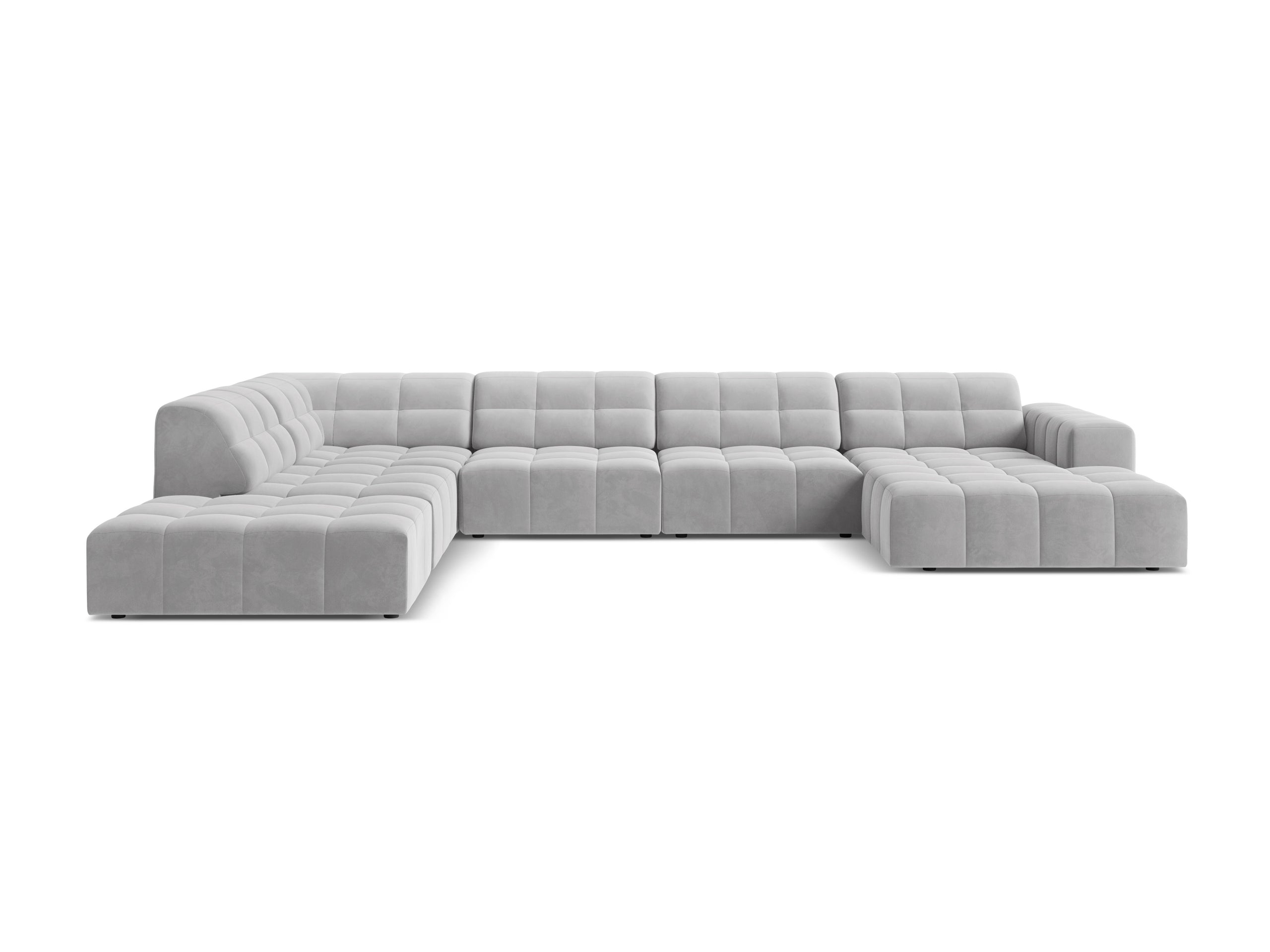 Micadoni Jennifer panoramatická sedačka 375 × 263 cm - Zamat Bluvel (Blu03) - Strieborná - Ľavé prevedenie