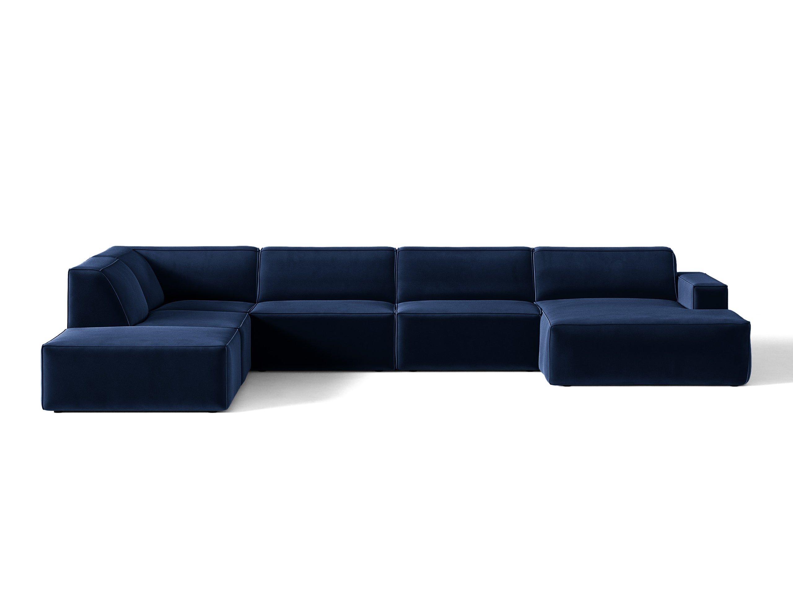 Micadoni Jodie panoramatická sedačka 361 × 258 cm - Zamat Bluvel (Blu86) - Kráľovská modrá - Ľavé prevedenie