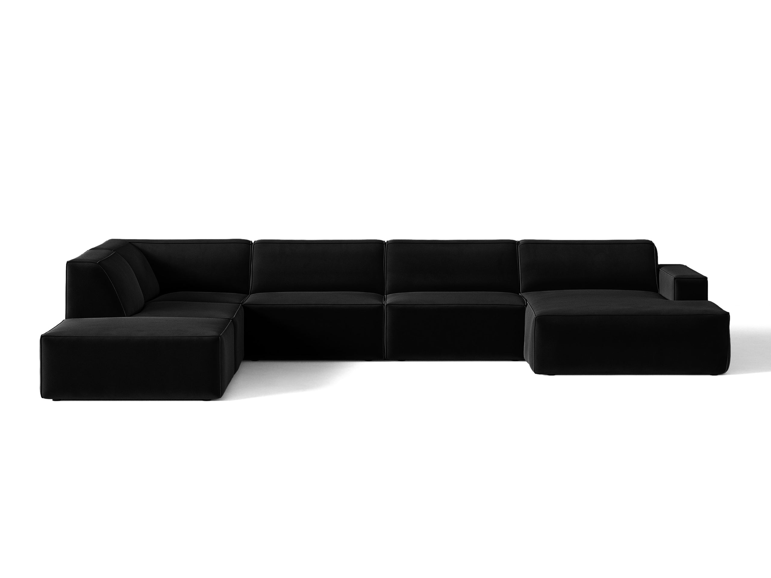 Micadoni Jodie panoramatická sedačka 361 × 258 cm - Zamat Bluvel (Blu19) - Čierna - Ľavé prevedenie