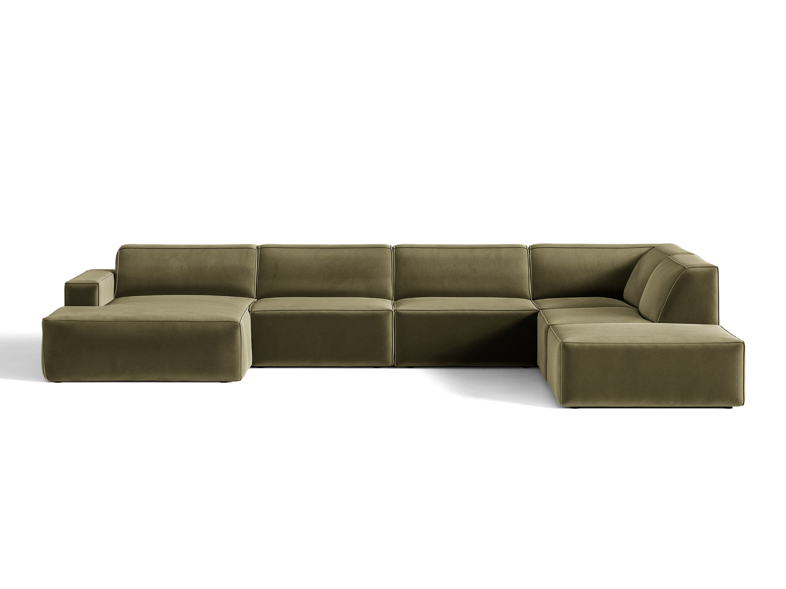 Micadoni Jodie panoramatická sedačka 361 × 258 cm - Zamat Bluvel (Blu77) - Zelená - Pravé prevedenie