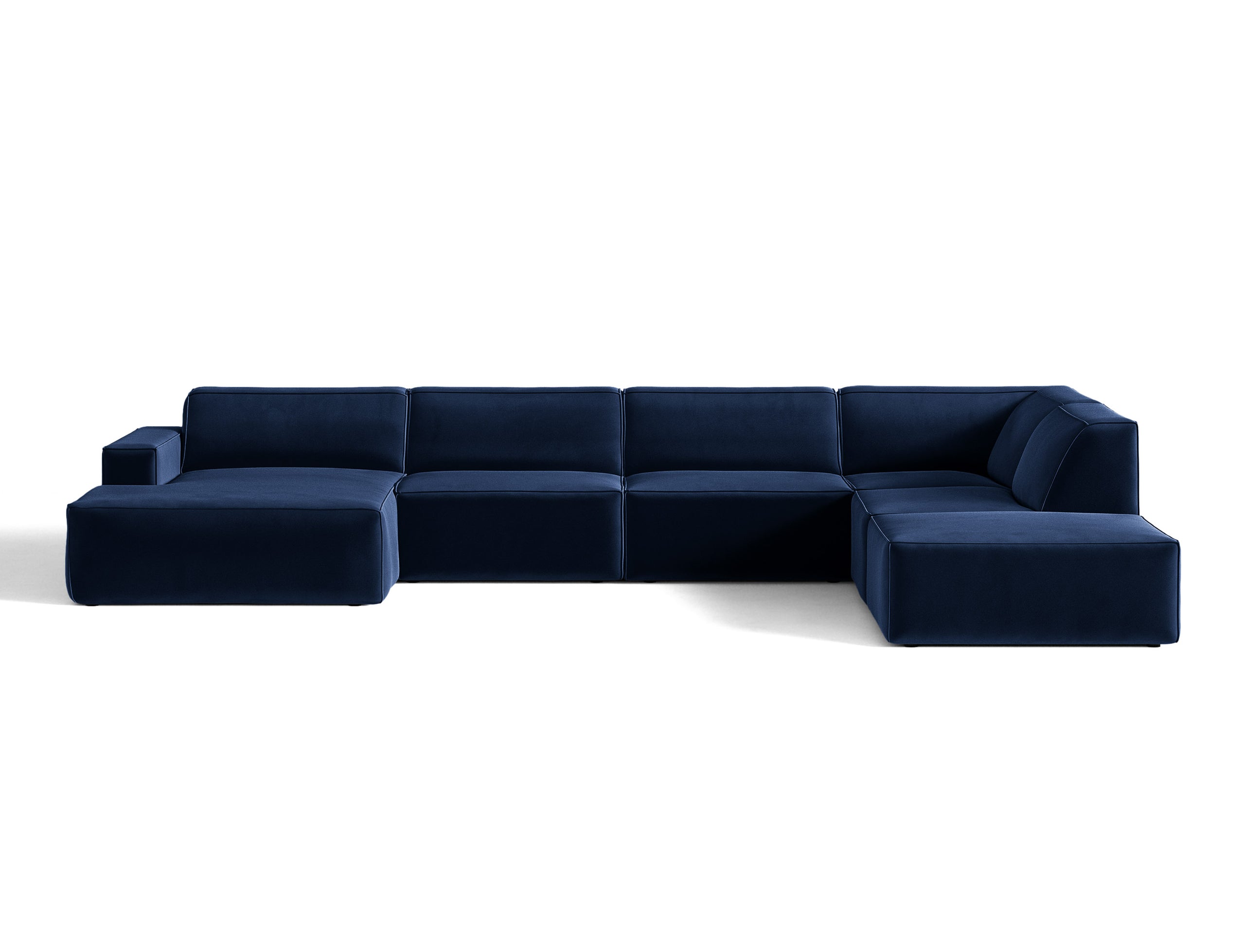 Micadoni Jodie panoramatická sedačka 361 × 258 cm - Zamat Bluvel (Blu86) - Kráľovská modrá - Pravé prevedenie
