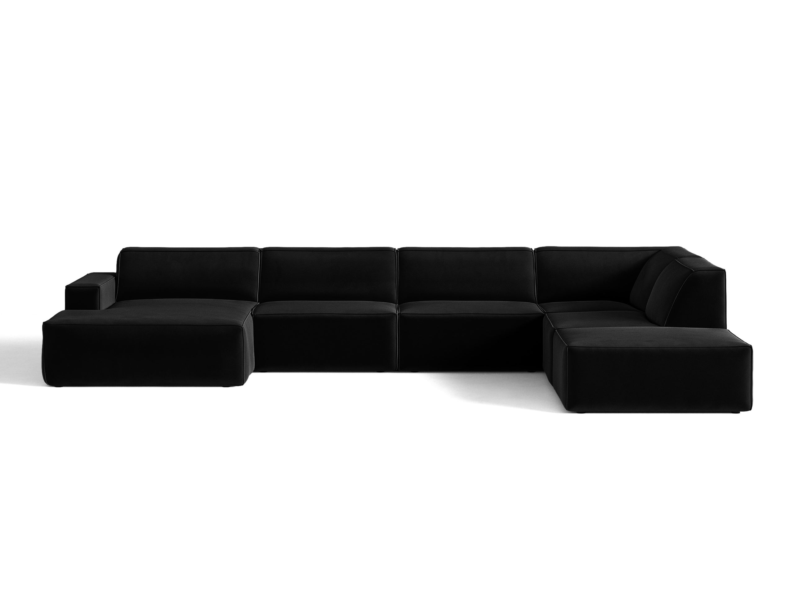 Micadoni Jodie panoramatická sedačka 361 × 258 cm - Zamat Bluvel (Blu19) - Čierna - Pravé prevedenie