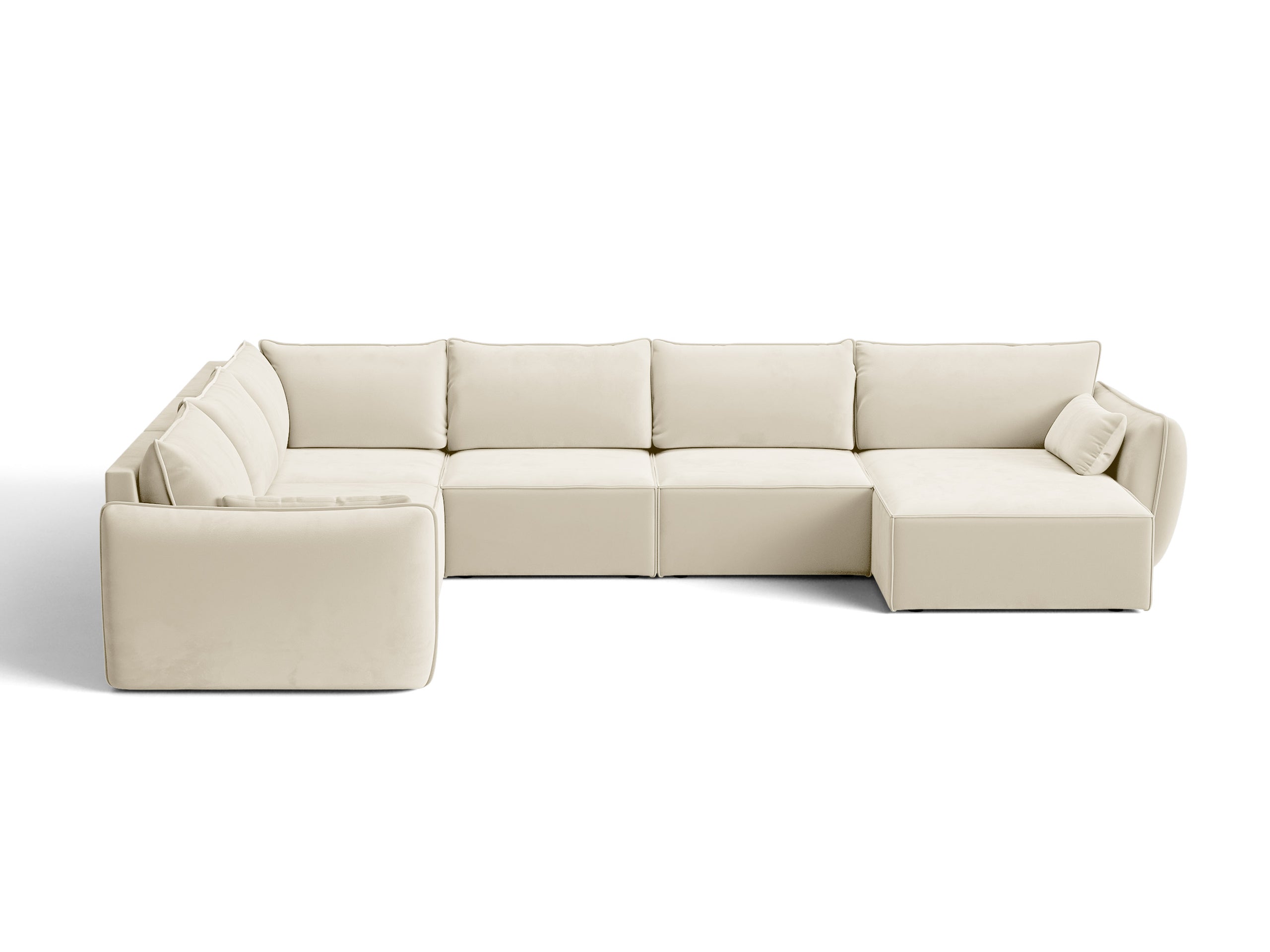 Micadoni Kaelle rohová sedačka 384 × 284 cm - Zamat Bluvel (Blu22) - Svetlobéžová - Ľavé prevedenie