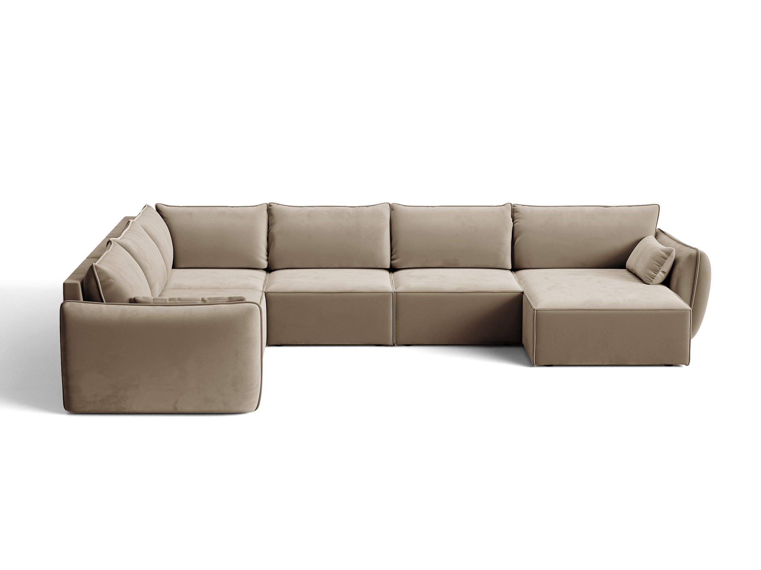 Micadoni Kaelle rohová sedačka 384 × 284 cm - Zamat Bluvel (Blu40) - Kapučínová - Ľavé prevedenie