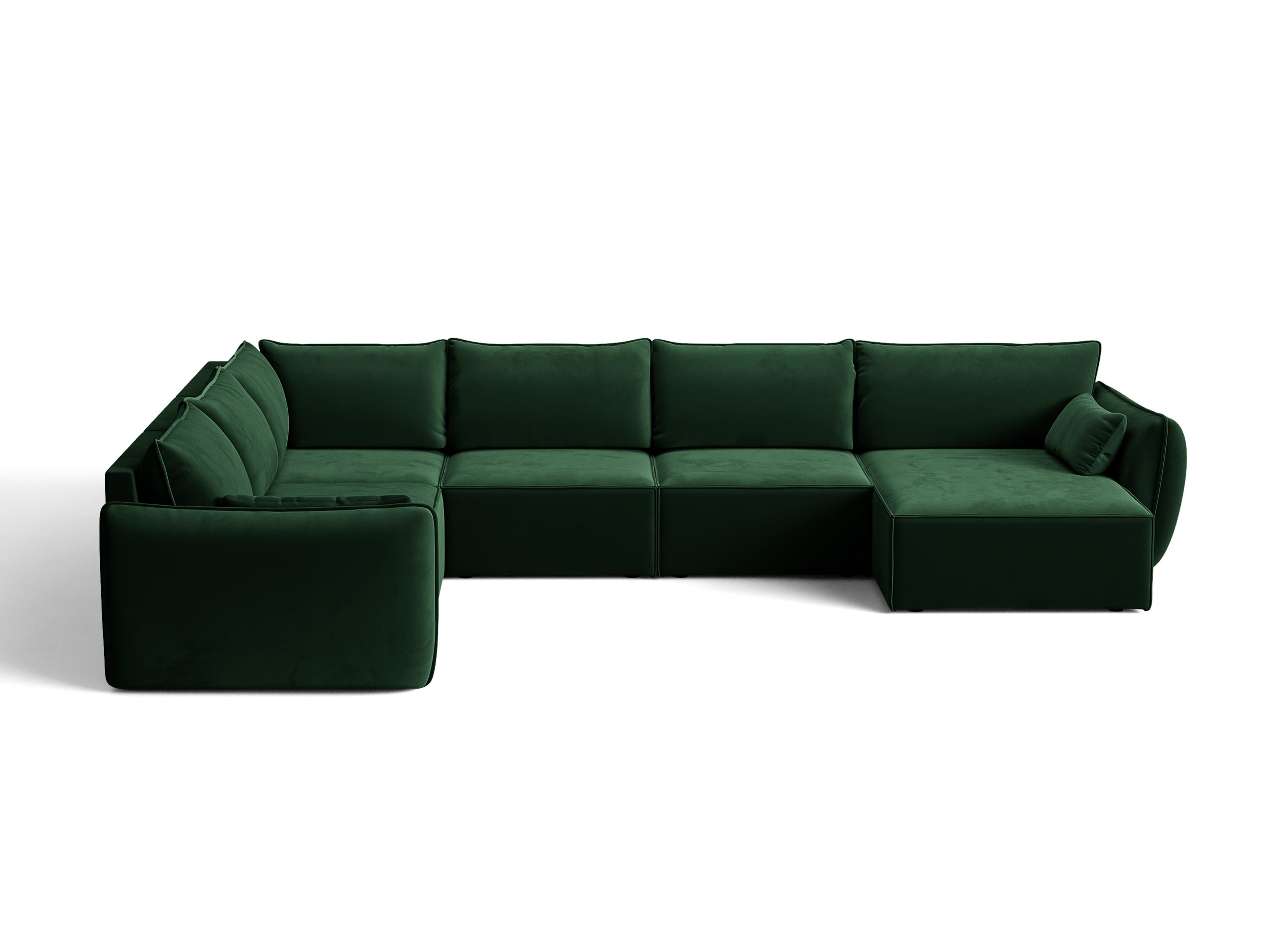 Micadoni Kaelle rohová sedačka 384 × 284 cm - Zamat Bluvel (Blu78) - Fľaškovozelená - Ľavé prevedenie