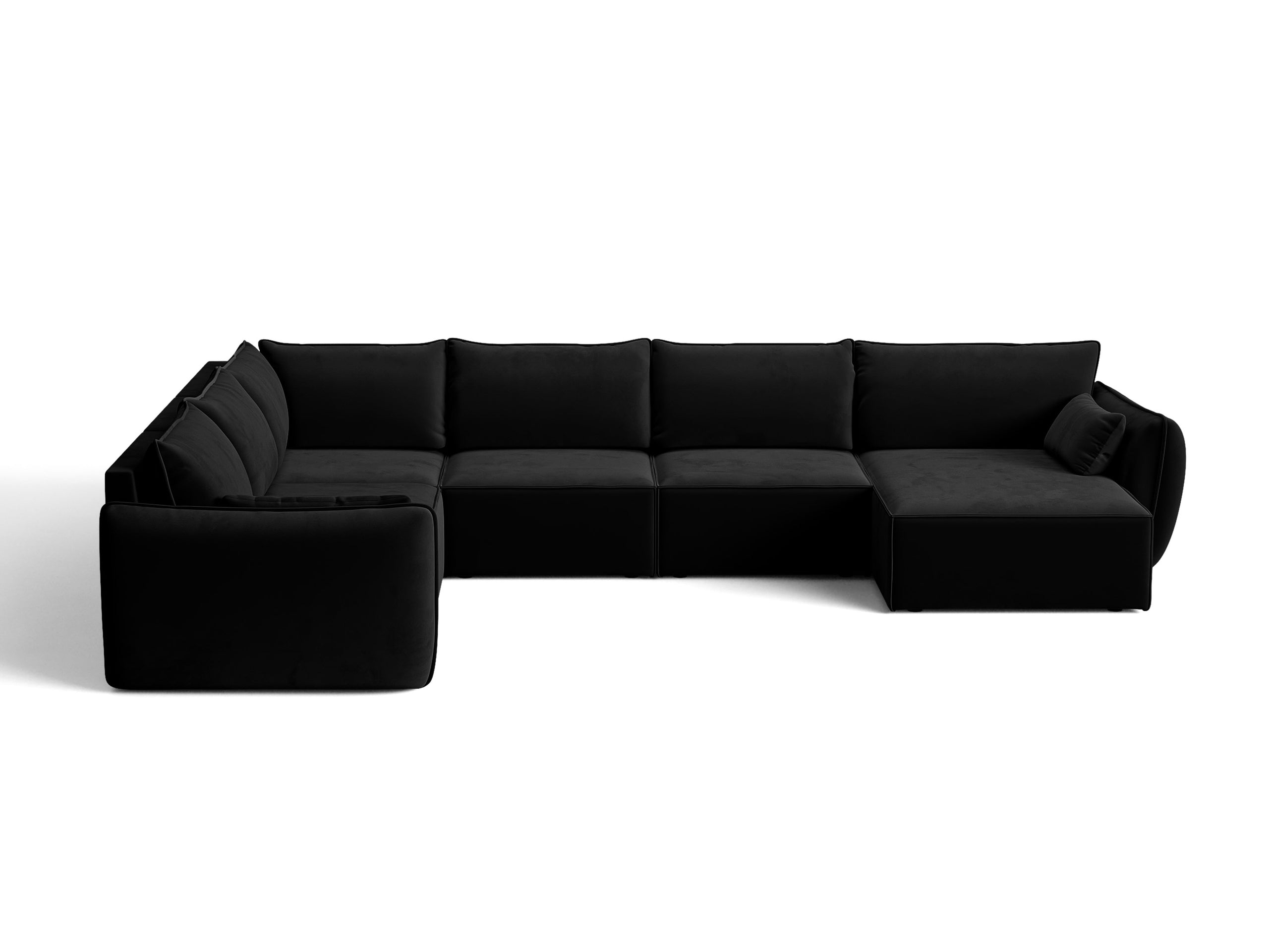 Micadoni Kaelle rohová sedačka 384 × 284 cm - Zamat Bluvel (Blu19) - Čierna - Ľavé prevedenie