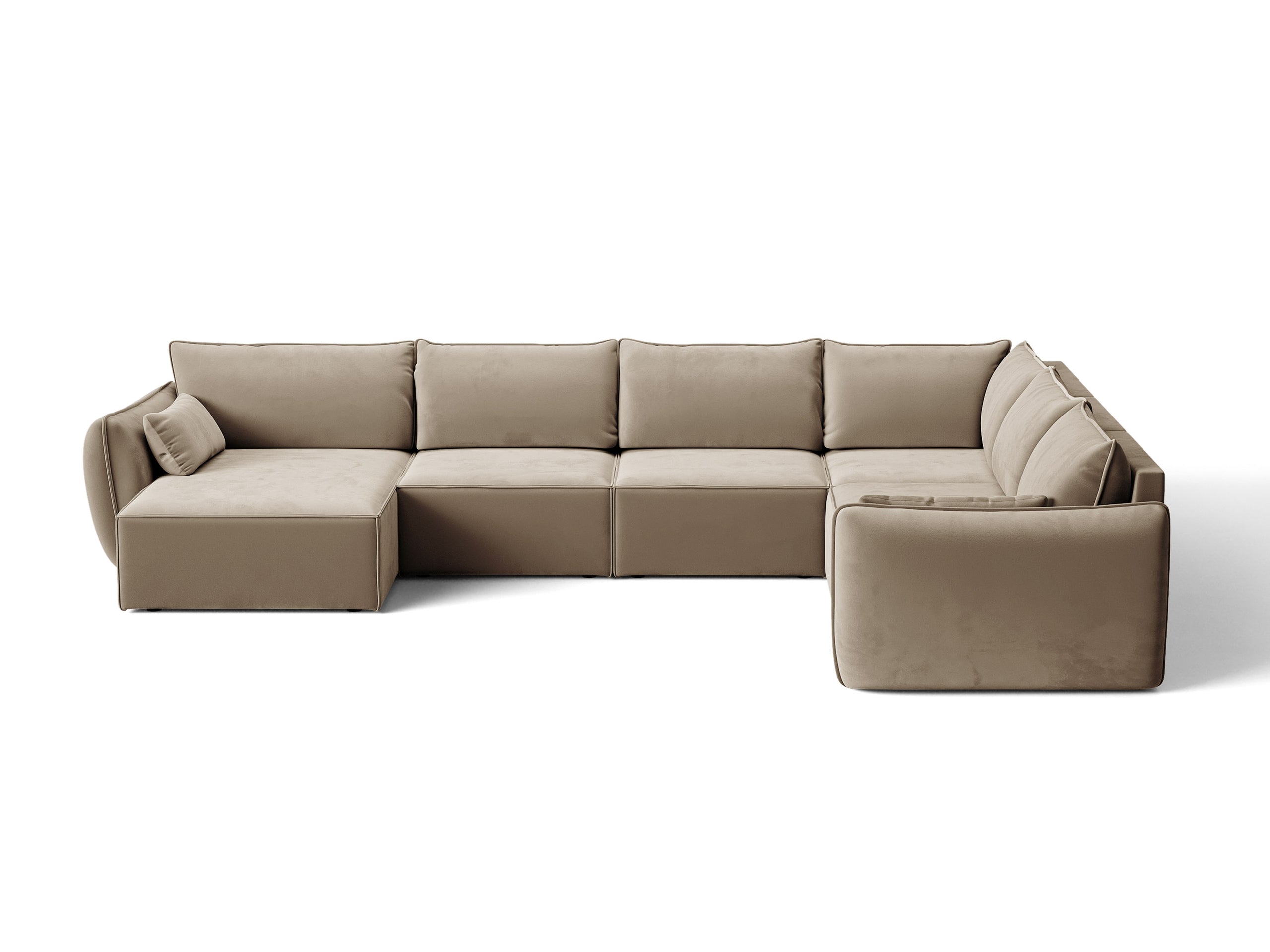 Micadoni Kaelle rohová sedačka 384 × 284 cm - Zamat Bluvel (Blu40) - Kapučínová - Pravé prevedenie