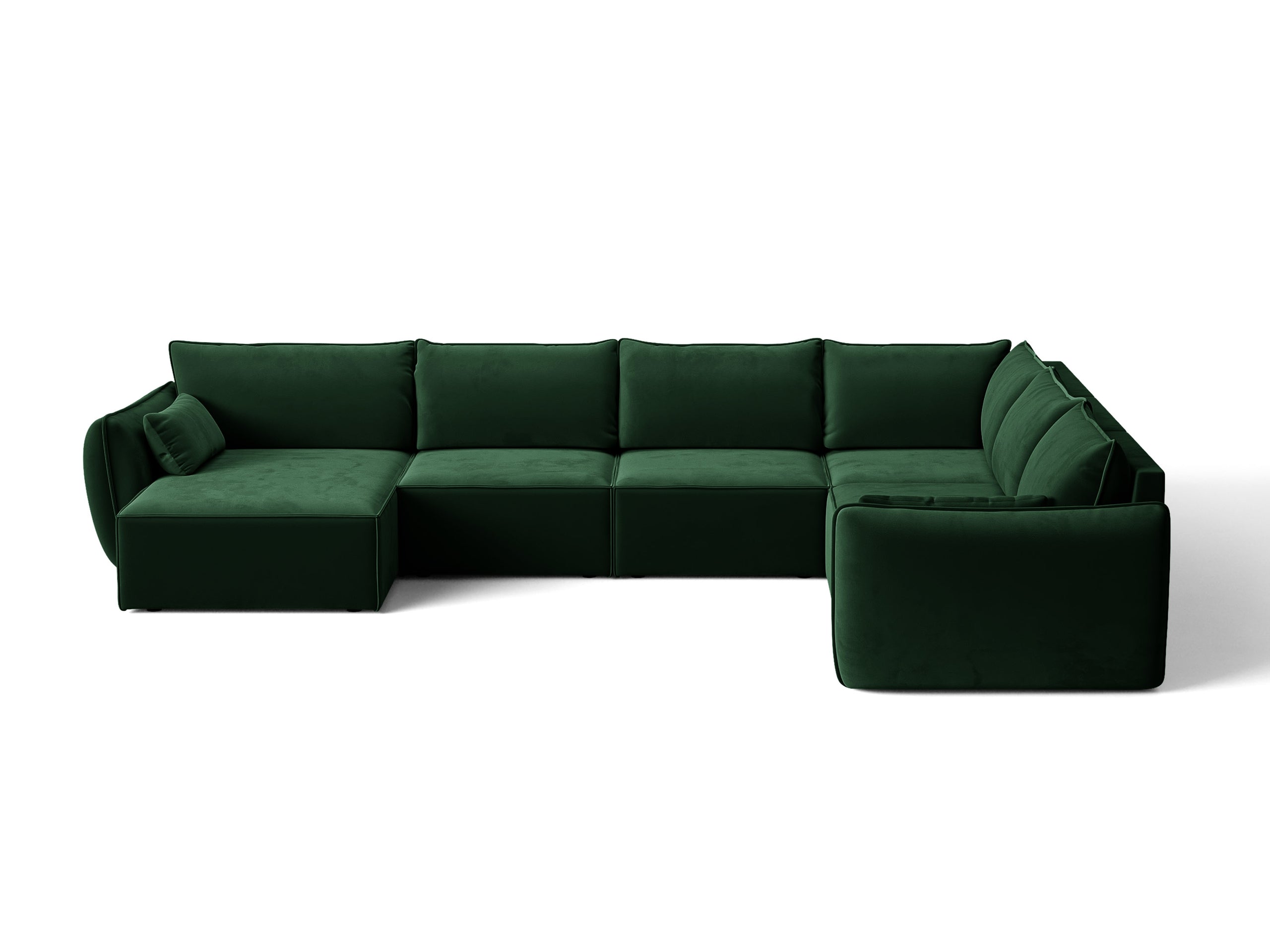 Micadoni Kaelle rohová sedačka 384 × 284 cm - Zamat Bluvel (Blu78) - Fľaškovozelená - Pravé prevedenie