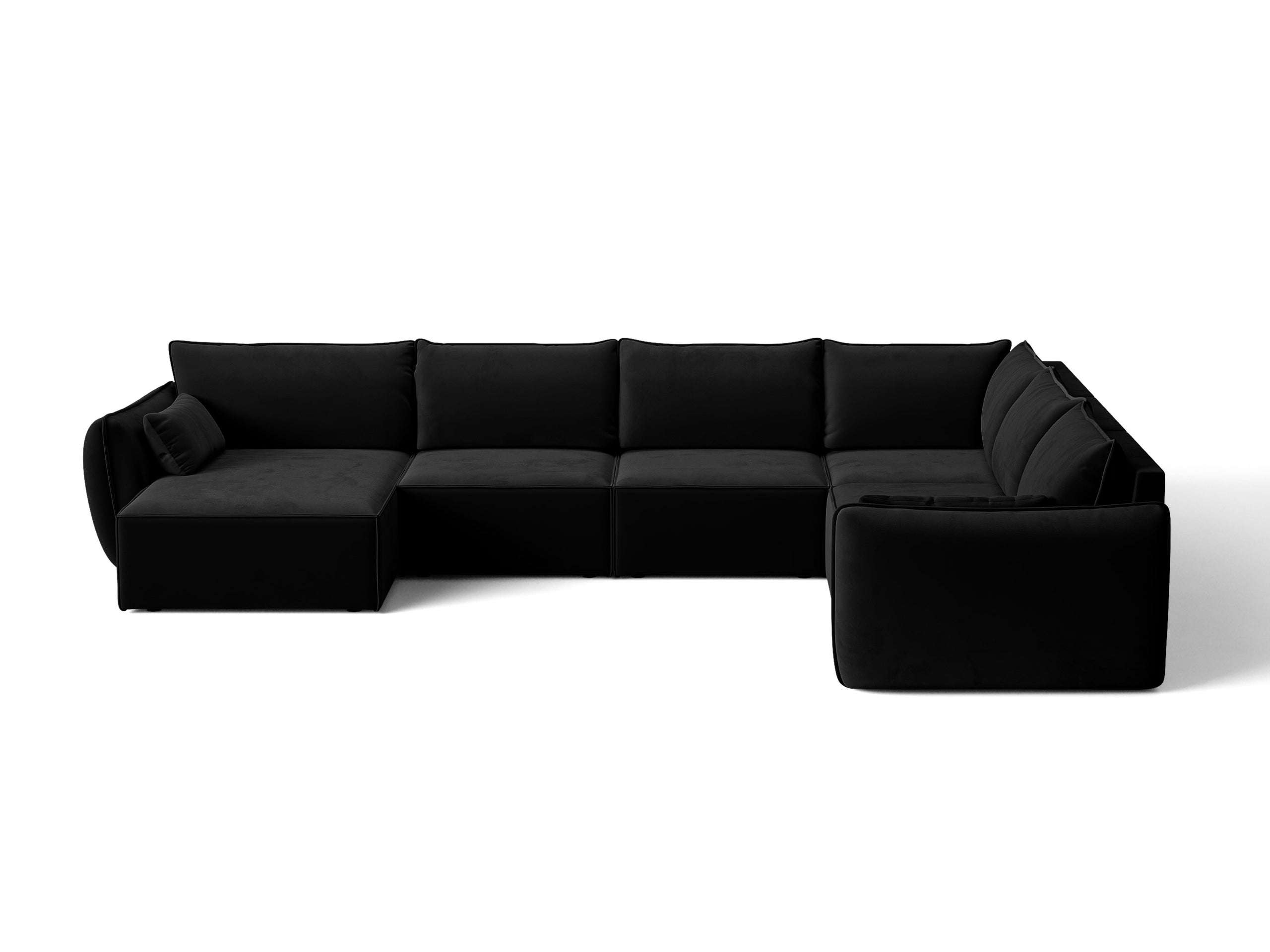 Micadoni Kaelle rohová sedačka 384 × 284 cm - Zamat Bluvel (Blu19) - Čierna - Pravé prevedenie