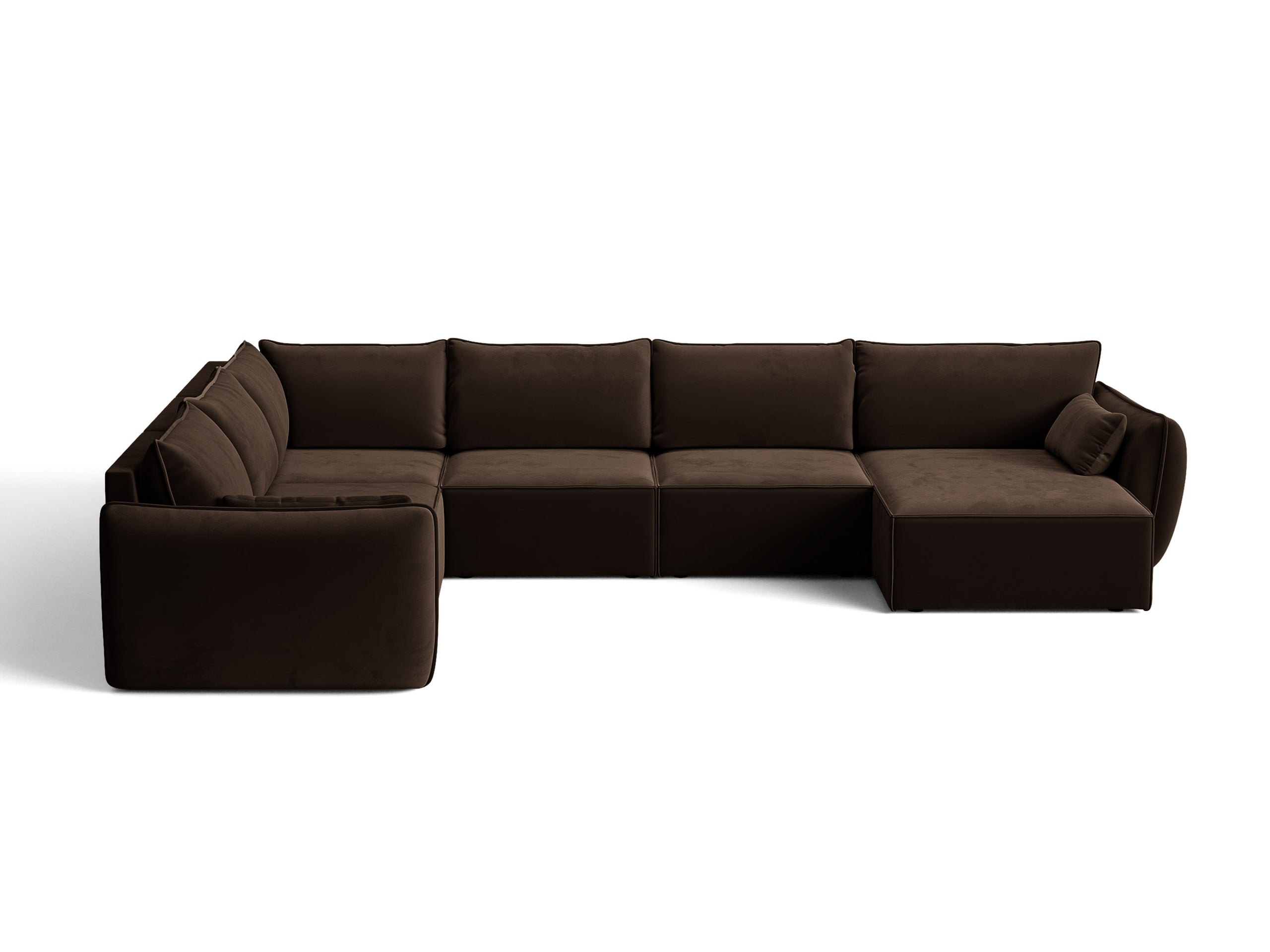 Micadoni Kaelle rohová sedačka 384 × 284 cm - Zamat Bluvel (Blu48) - Tmavohnedá - Ľavé prevedenie
