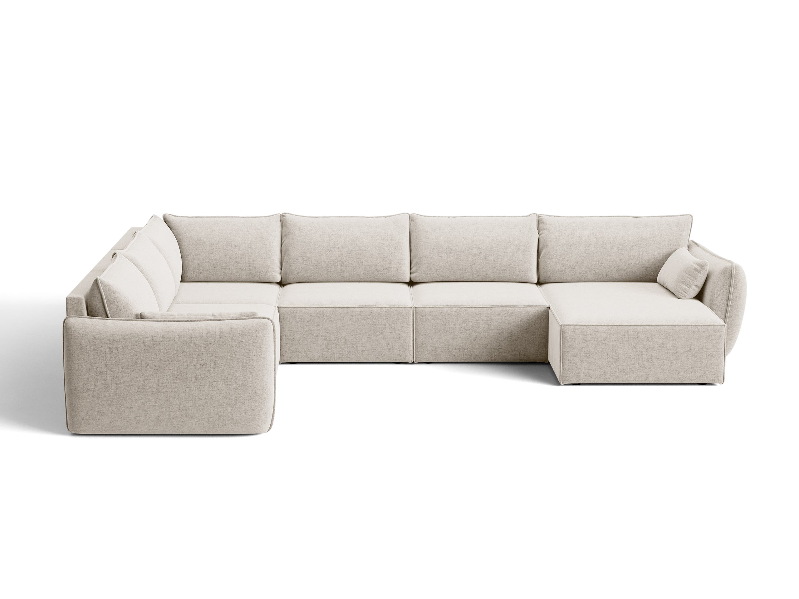 Micadoni Kaelle rohová sedačka 384 × 284 cm - Štrukturovaná látka Moly (Mol02) - Svetlobéžová - Ľavé prevedenie