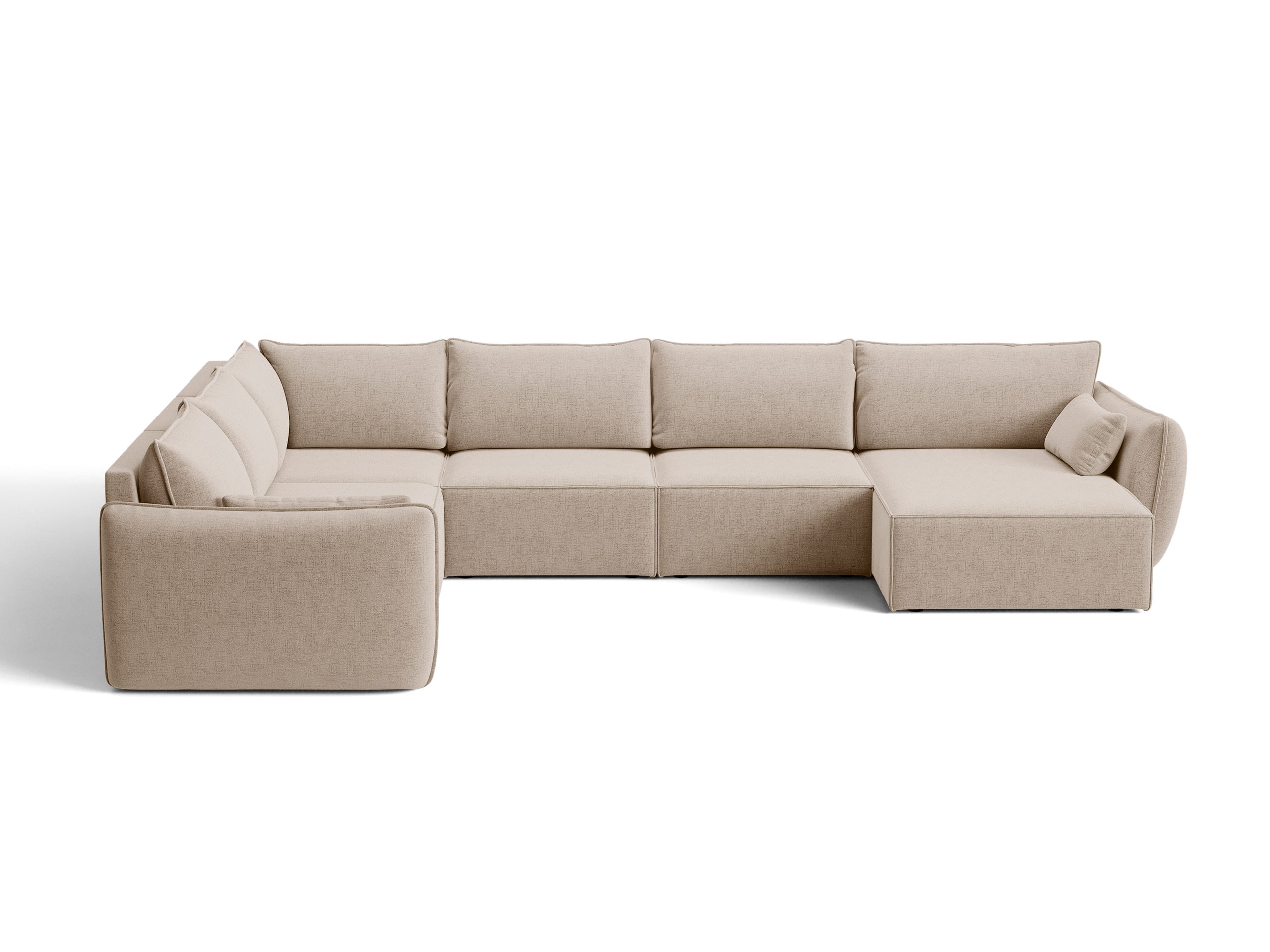 Micadoni Kaelle rohová sedačka 384 × 284 cm - Štrukturovaná látka Moly (Mol11) - Kapučínová - Ľavé prevedenie