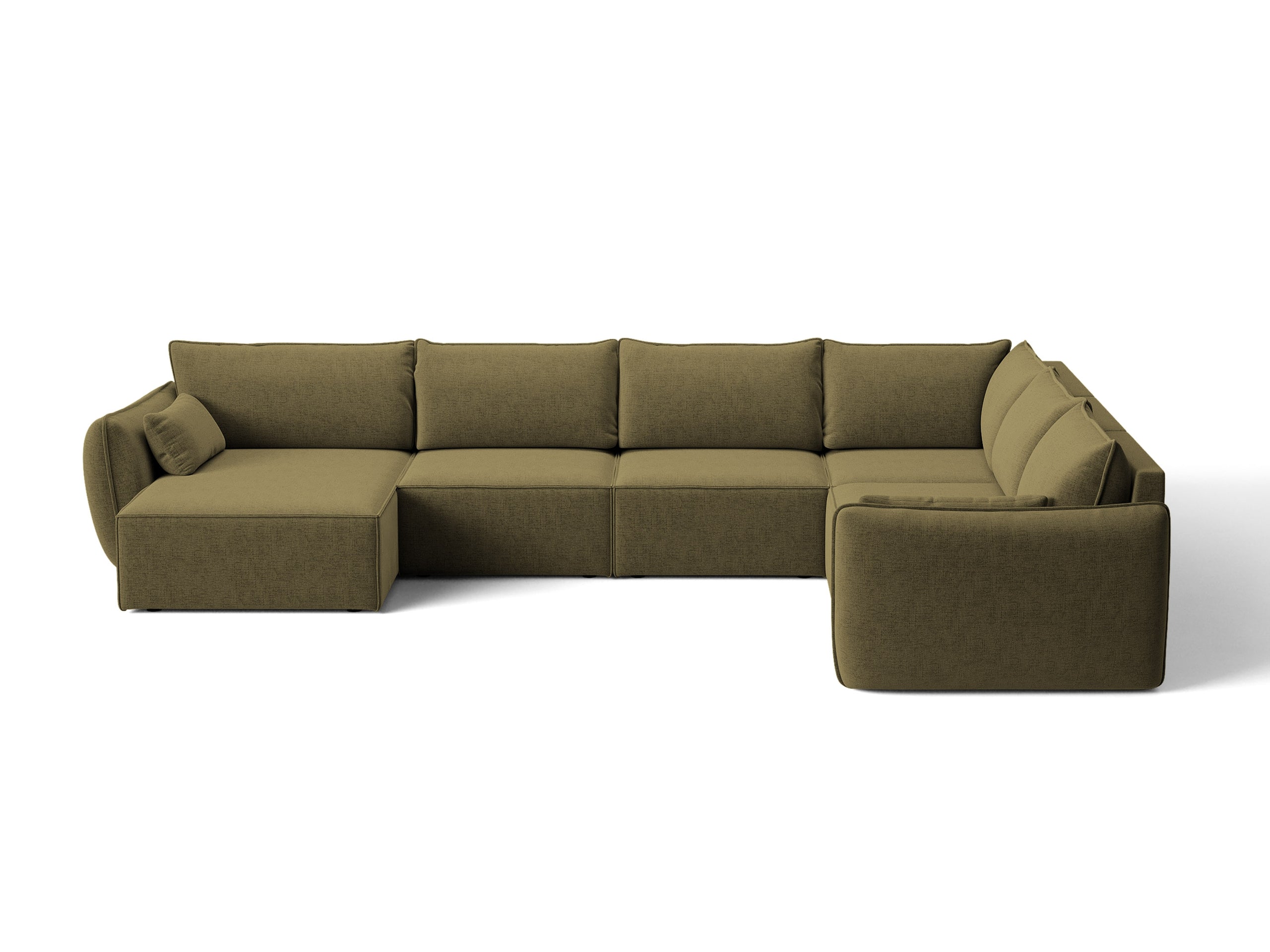 Micadoni Kaelle rohová sedačka 384 × 284 cm - Štrukturovaná látka Moly (Mol38) - Zelená - Pravé prevedenie