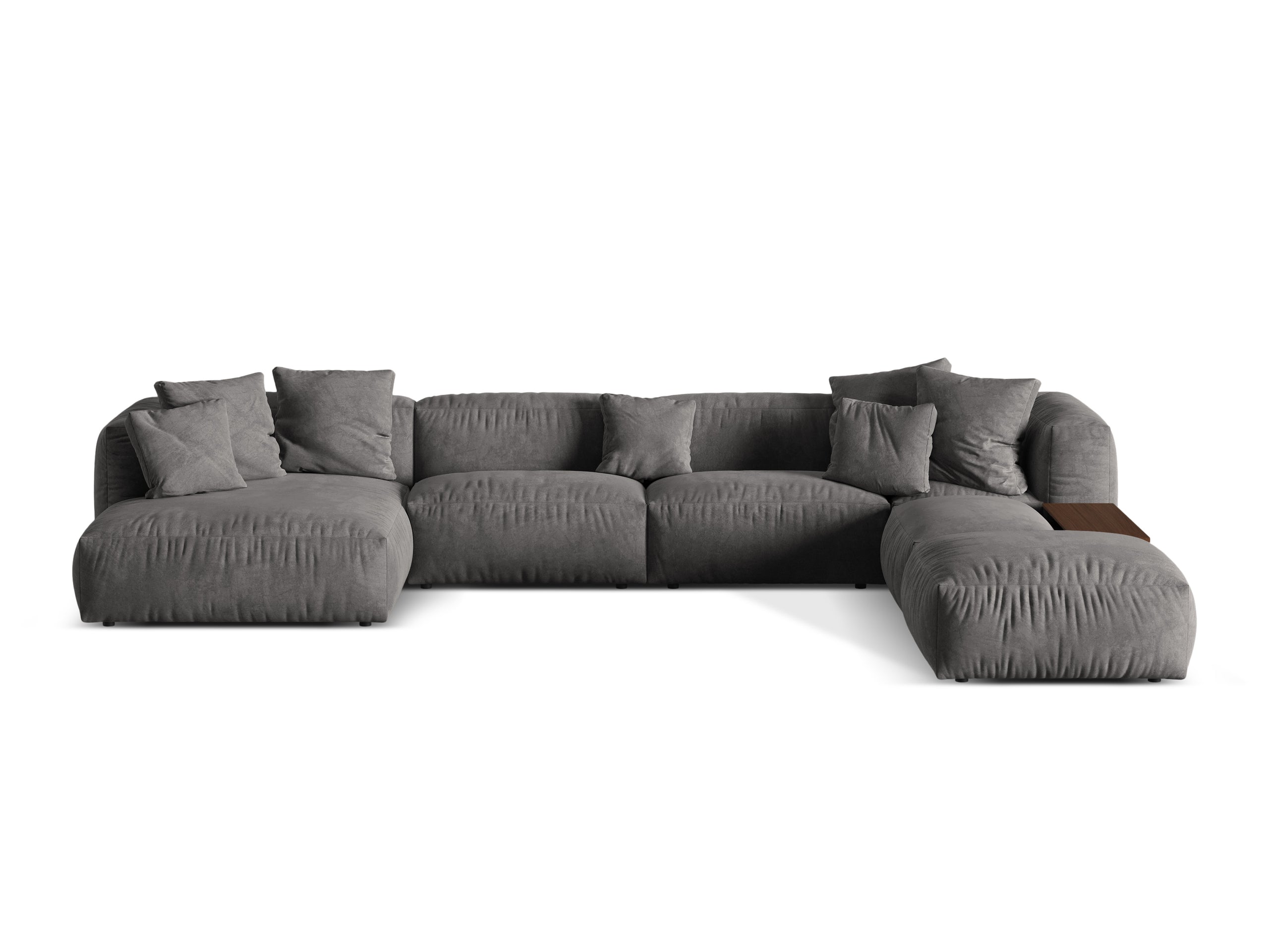 Micadoni Martina panoramatická sedačka 406 × 280 cm - Zamat Vogue (Vog15) - Sivá - Pravé prevedenie