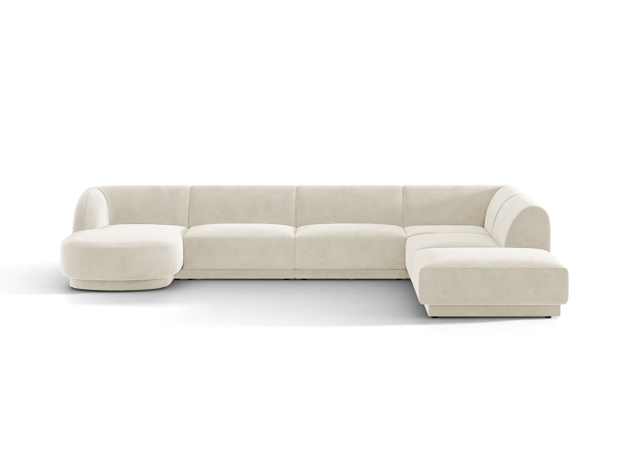 Micadoni Miley panoramatická sedačka 330 × 255 cm - Zamat Bluvel (Blu22) - Svetlobéžová - Pravé prevedenie