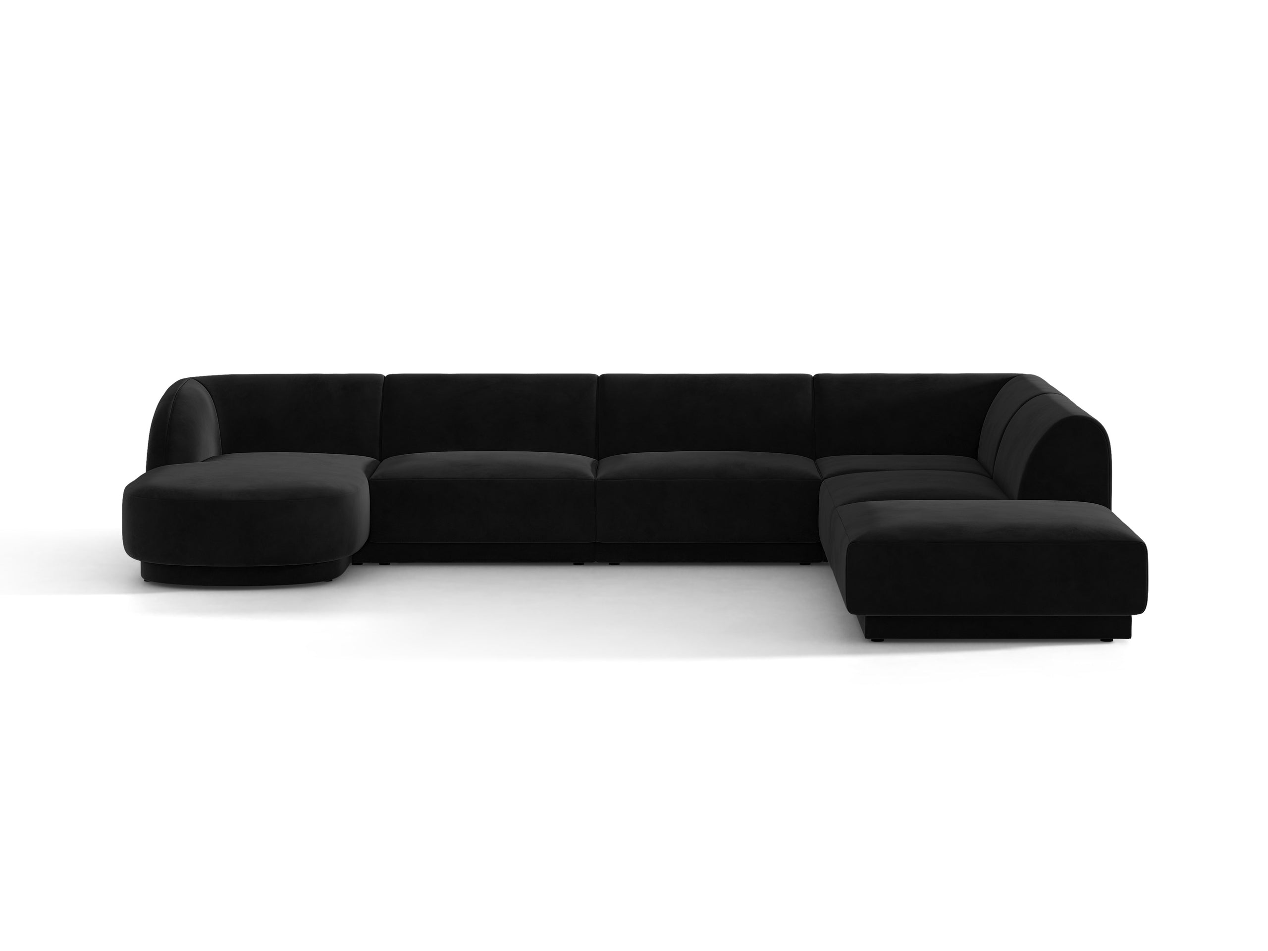 Micadoni Miley panoramatická sedačka 330 × 255 cm - Zamat Bluvel (Blu19) - Čierna - Pravé prevedenie