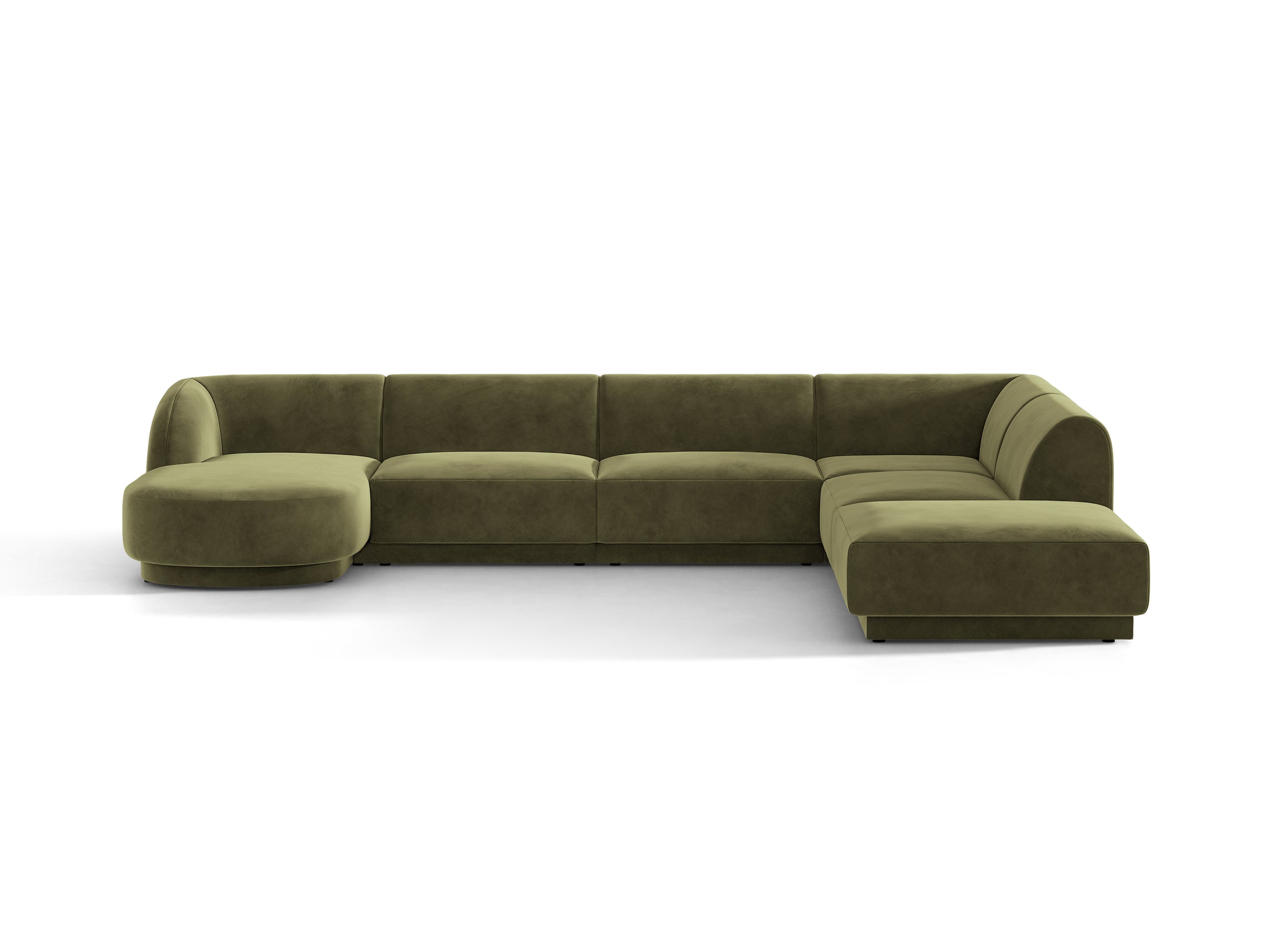 Micadoni Miley panoramatická sedačka 330 × 255 cm - Zamat Bluvel (Blu77) - Zelená - Pravé prevedenie