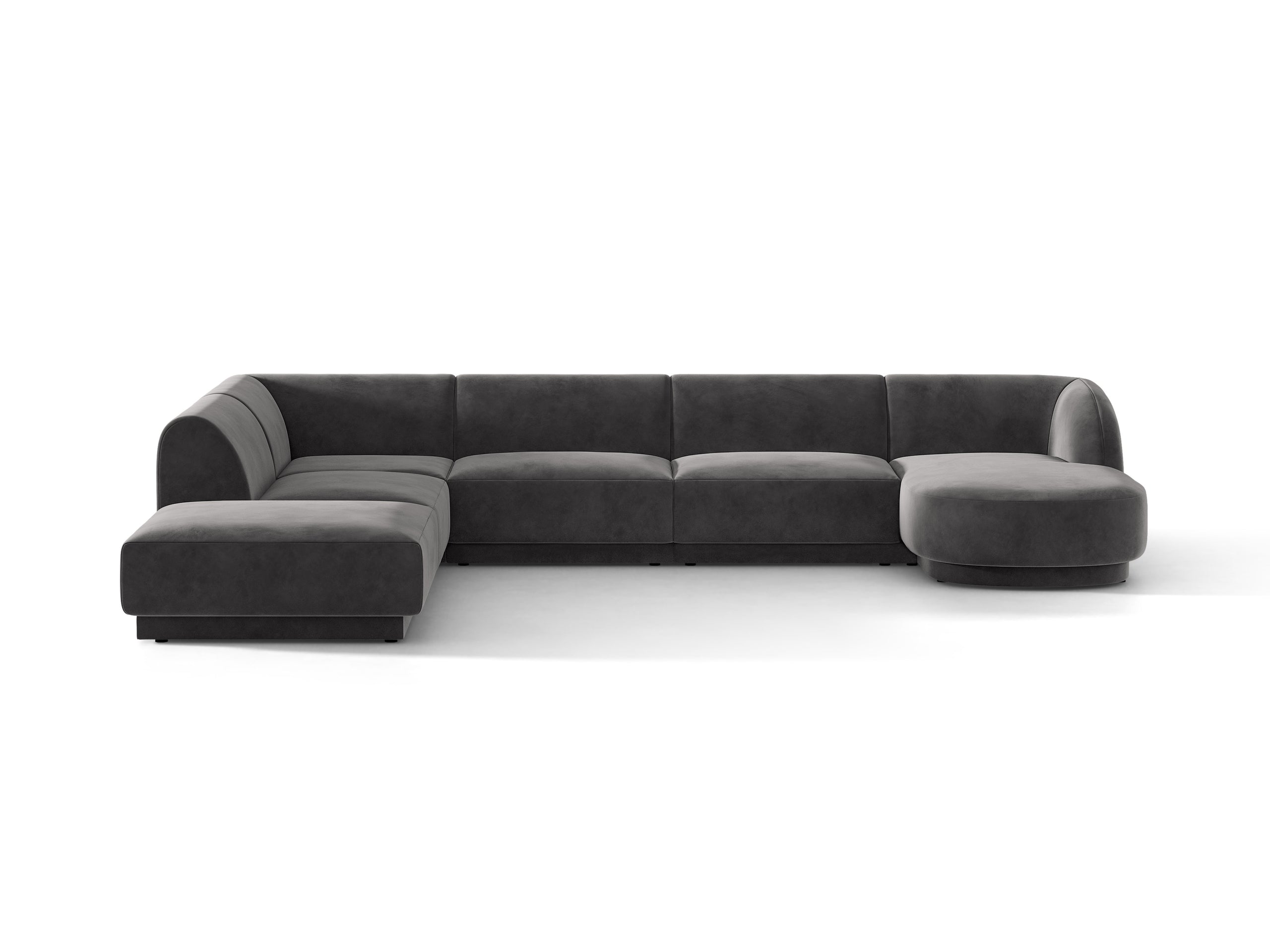 Micadoni Miley panoramatická sedačka 330 × 255 cm - Zamat Bluvel (Blu14) - Sivá - Ľavé prevedenie