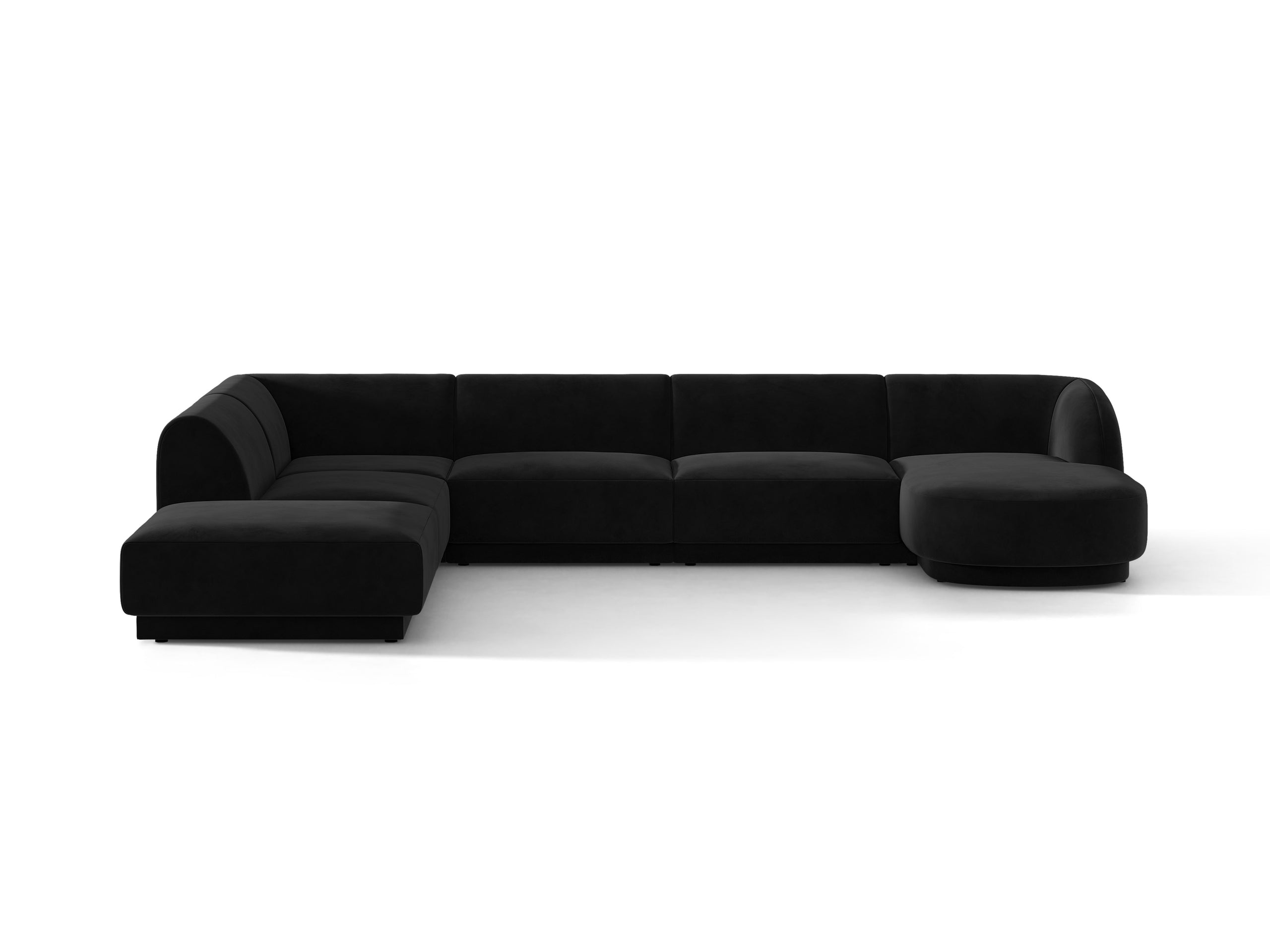 Micadoni Miley panoramatická sedačka 330 × 255 cm - Zamat Bluvel (Blu19) - Čierna - Ľavé prevedenie