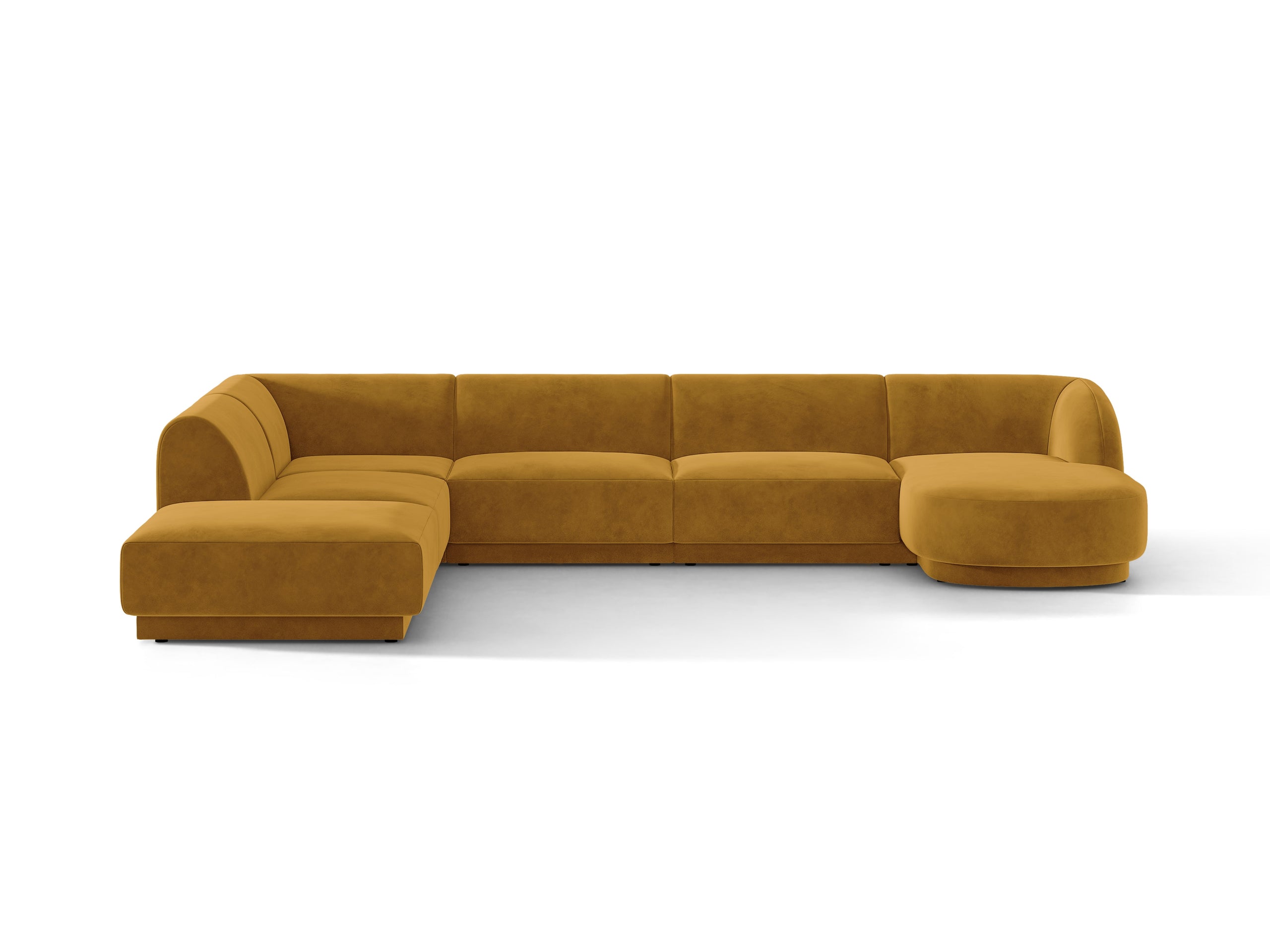 Micadoni Miley panoramatická sedačka 330 × 255 cm - Zamat Bluvel (Blu68) - Žltá - Ľavé prevedenie