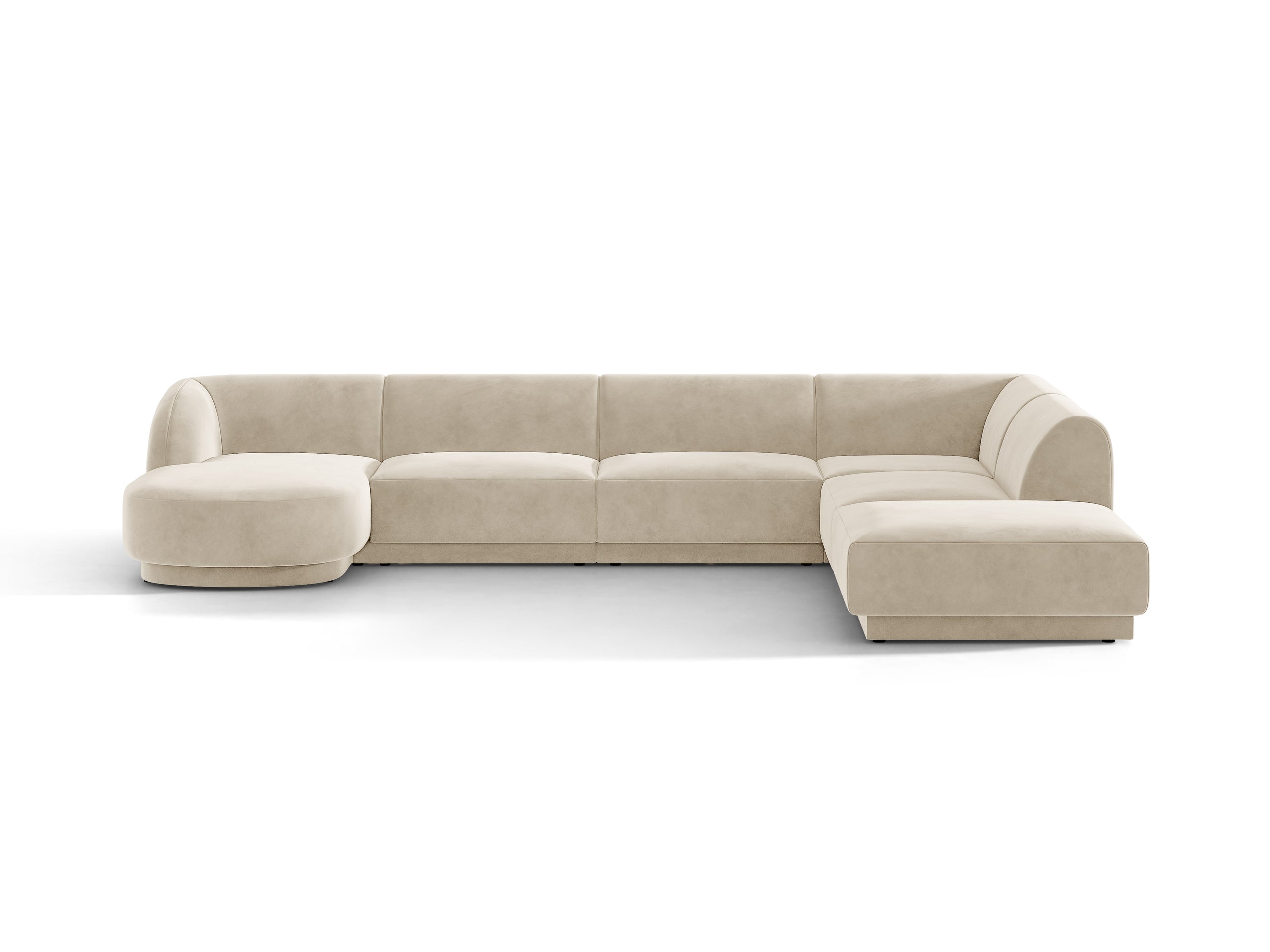 Micadoni Miley panoramatická sedačka 330 × 255 cm - Zamat Bluvel (Blu30) - Tmavobéžová - Pravé prevedenie