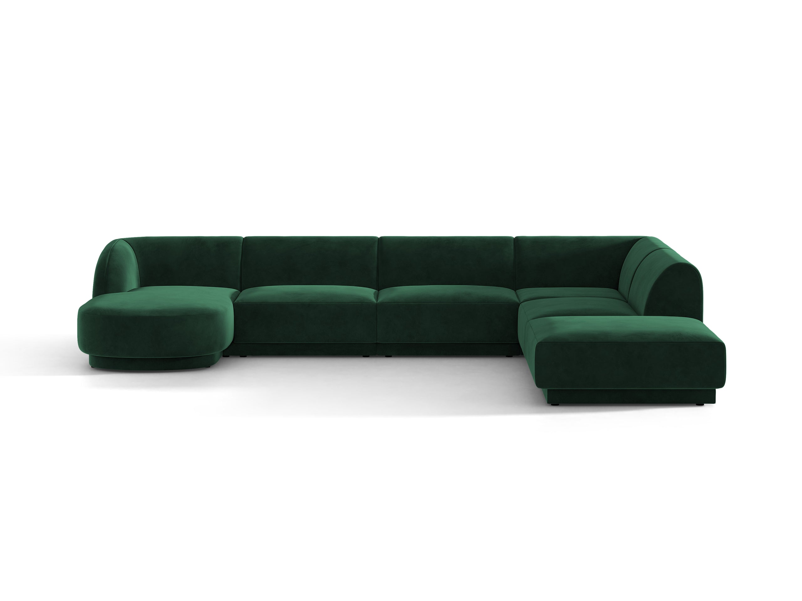 Micadoni Miley panoramatická sedačka 330 × 255 cm - Zamat Bluvel (Blu78) - Fľaškovozelená - Pravé prevedenie