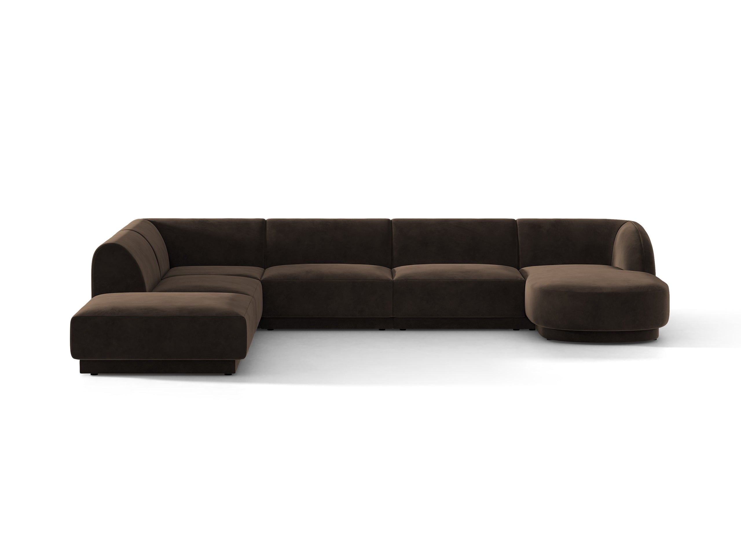 Micadoni Miley panoramatická sedačka 330 × 255 cm - Zamat Bluvel (Blu48) - Tmavohnedá - Ľavé prevedenie