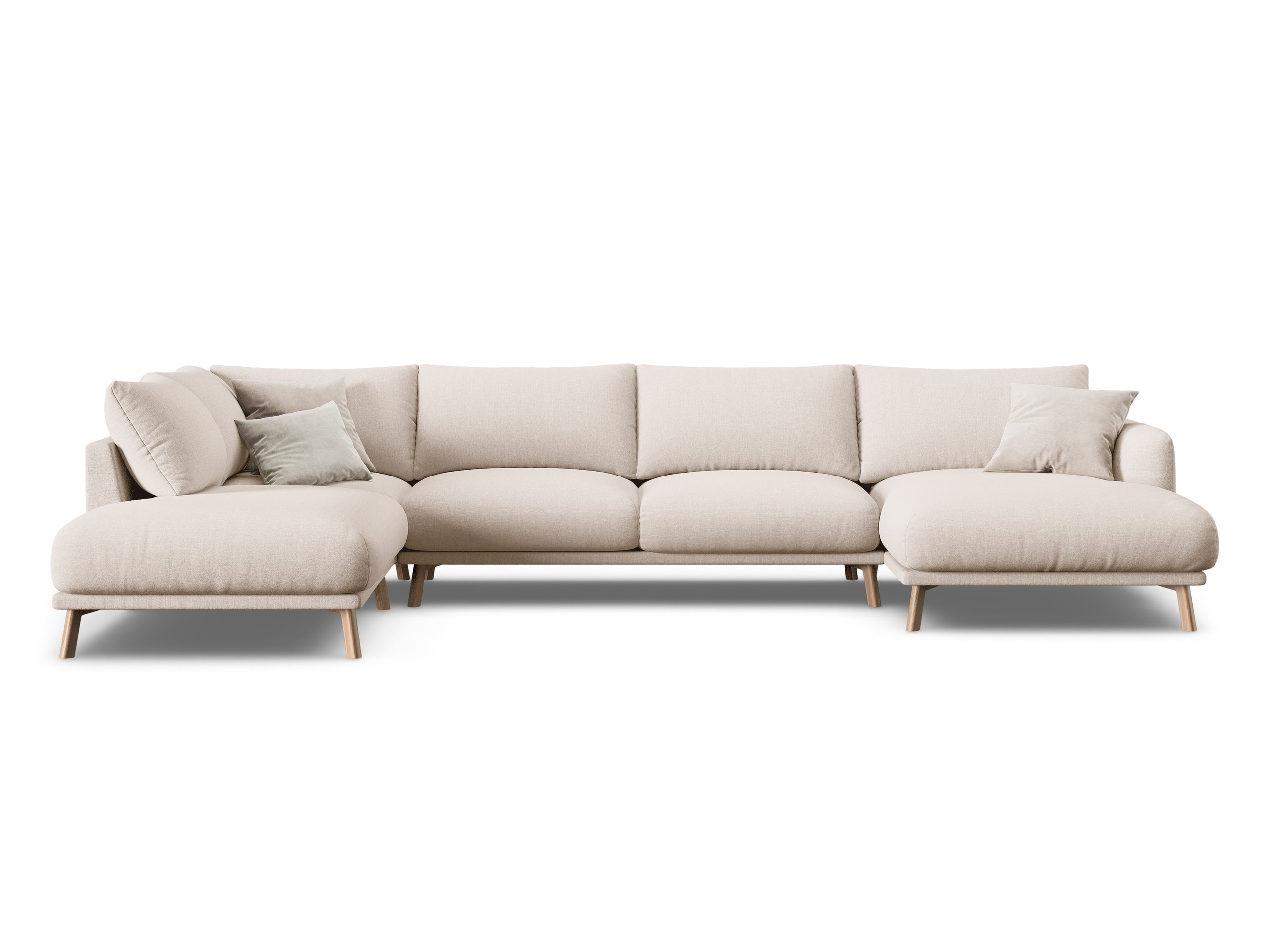 Micadoni Naomi panoramatická sedačka 365 × 235 cm - Štrukturovaná látka Liberty (Lib2) - Béžová - Ľavé prevedenie