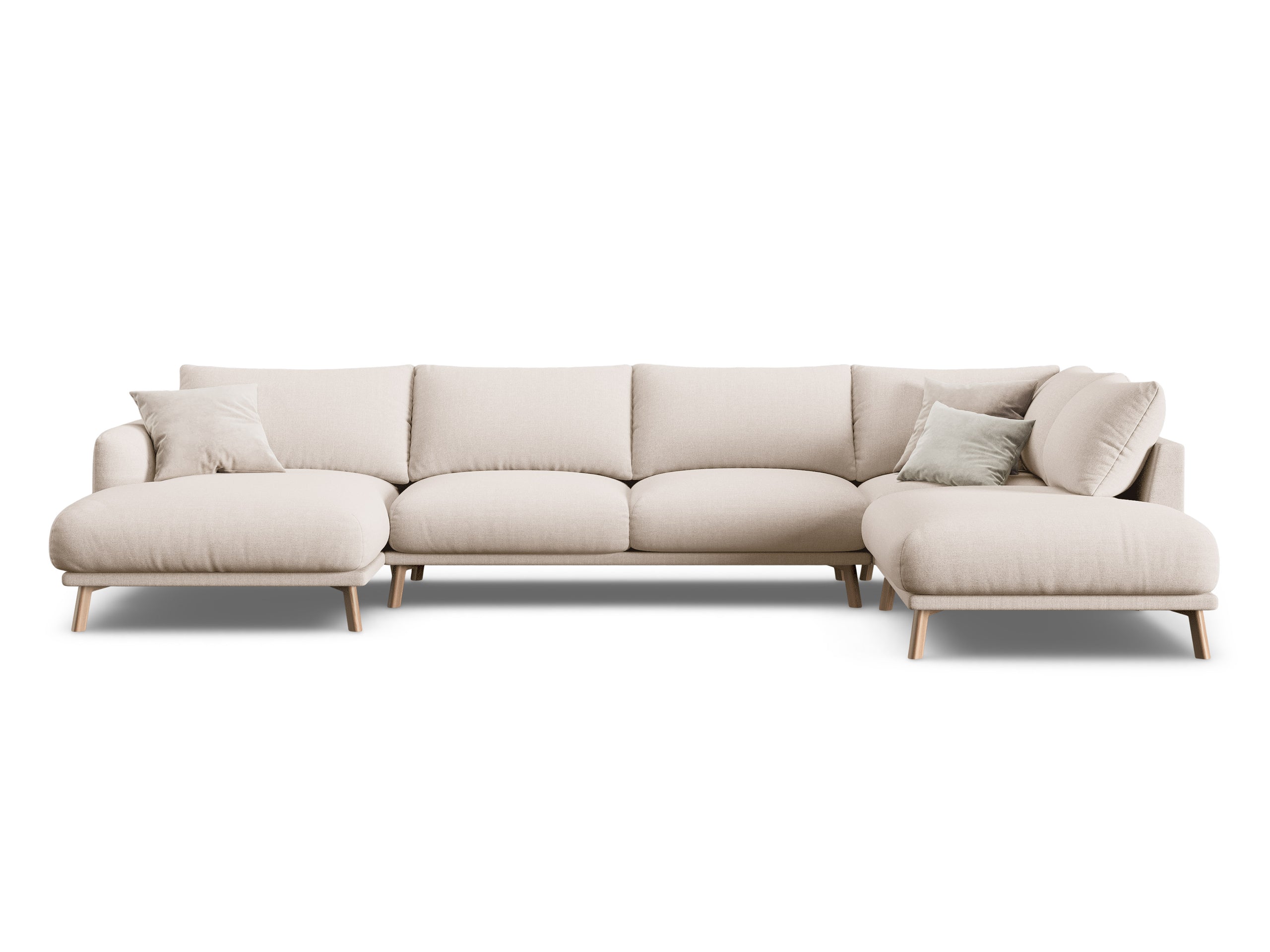 Micadoni Naomi panoramatická sedačka 365 × 235 cm - Štrukturovaná látka Liberty (Lib2) - Béžová - Pravé prevedenie