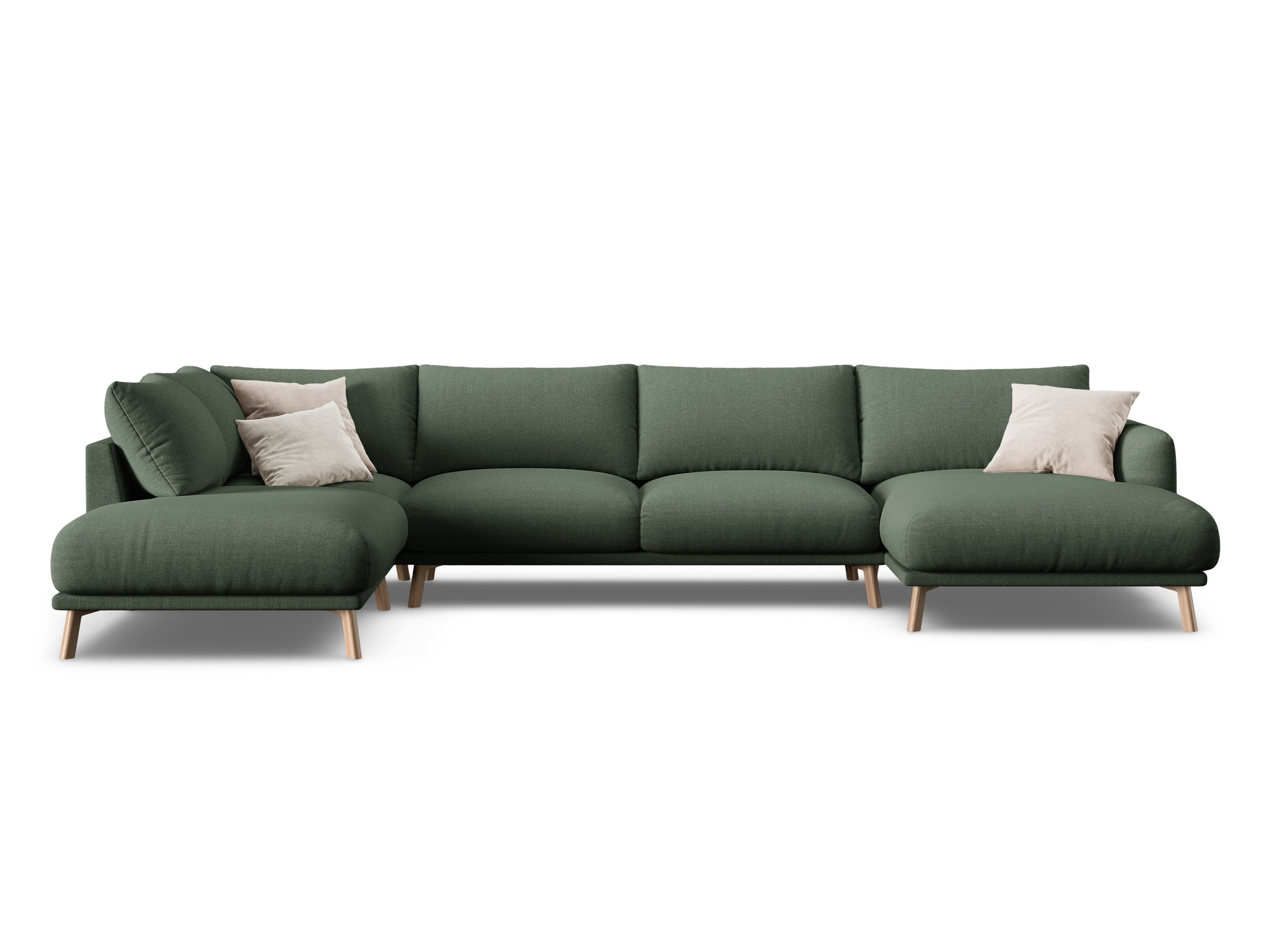 Micadoni Naomi panoramatická sedačka 365 × 235 cm - Štrukturovaná látka Liberty (Lib12) - Machovozelená - Ľavé prevedenie