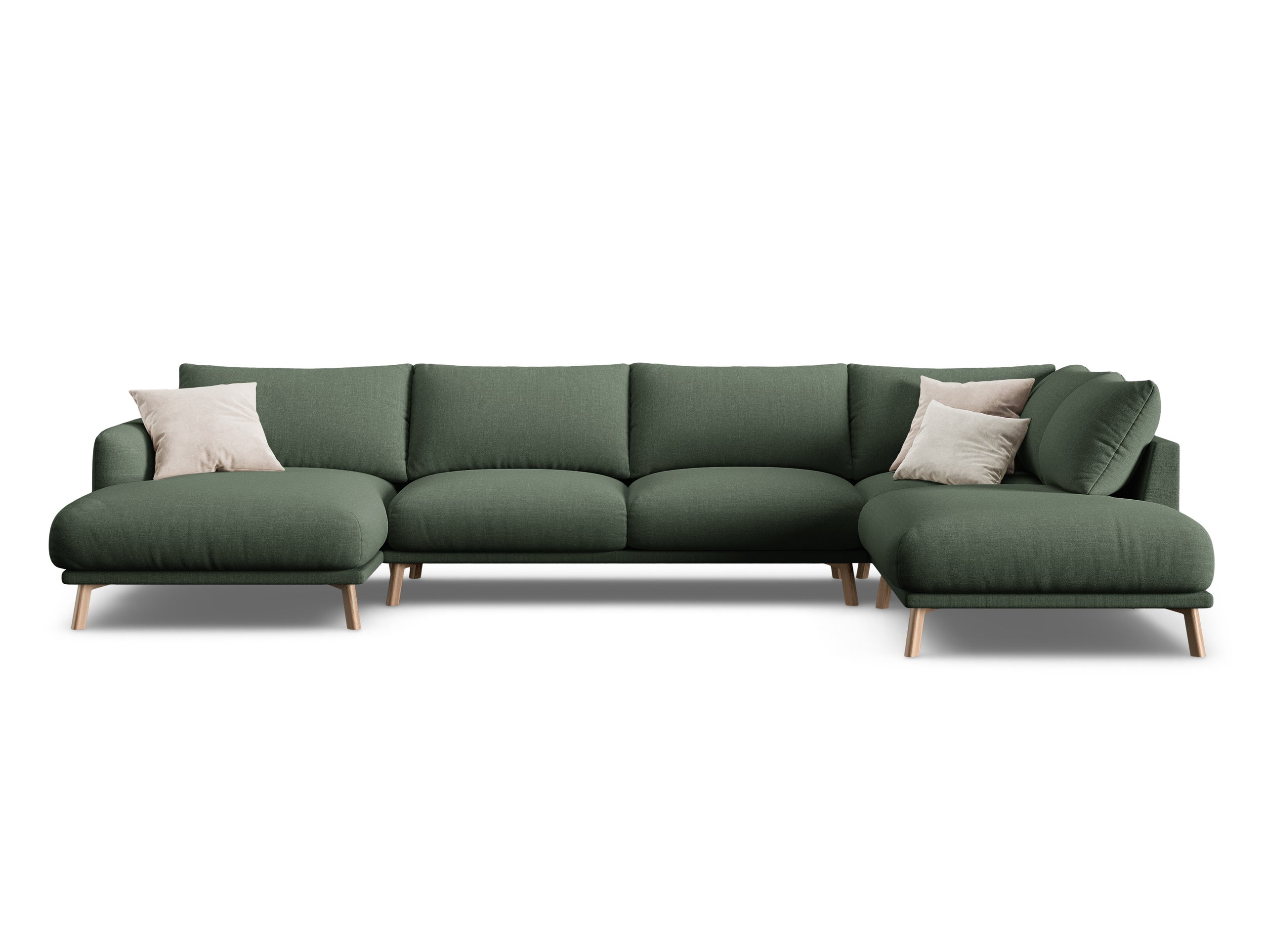 Micadoni Naomi panoramatická sedačka 365 × 235 cm - Štrukturovaná látka Liberty (Lib12) - Machovozelená - Pravé prevedenie
