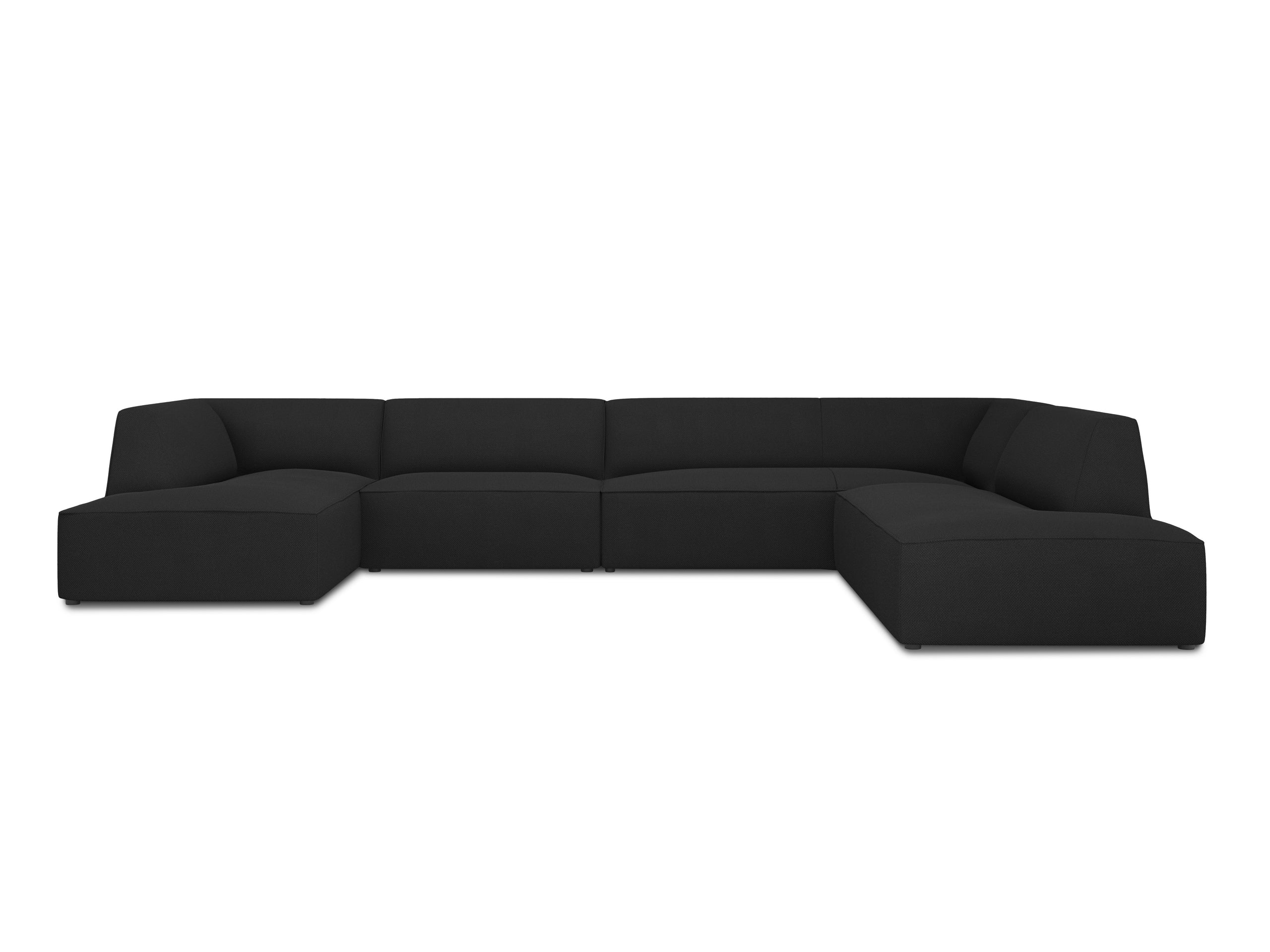 Micadoni Ruby panoramatická sedačka 366 × 273 cm - Štrukturovaná látka Ottawa (Ota12) - Čierna - Pravé prevedenie