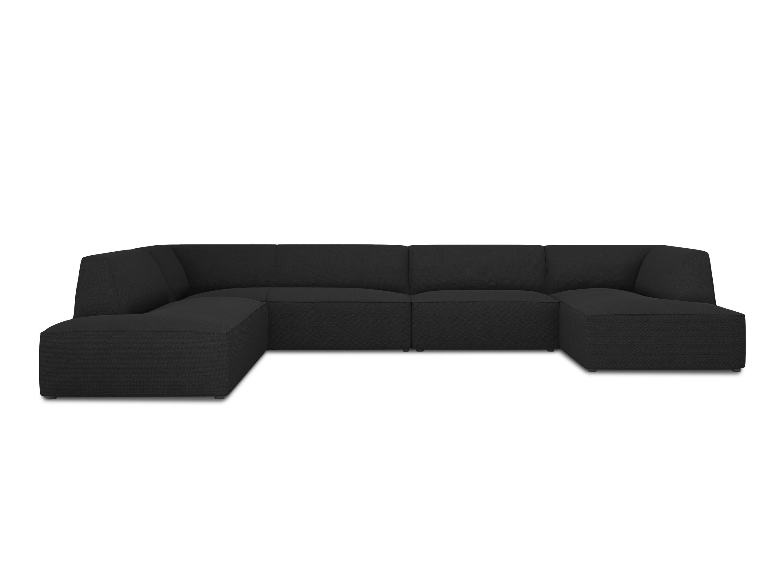 Micadoni Ruby panoramatická sedačka 366 × 273 cm - Štrukturovaná látka Ottawa (Ota12) - Čierna - Ľavé prevedenie