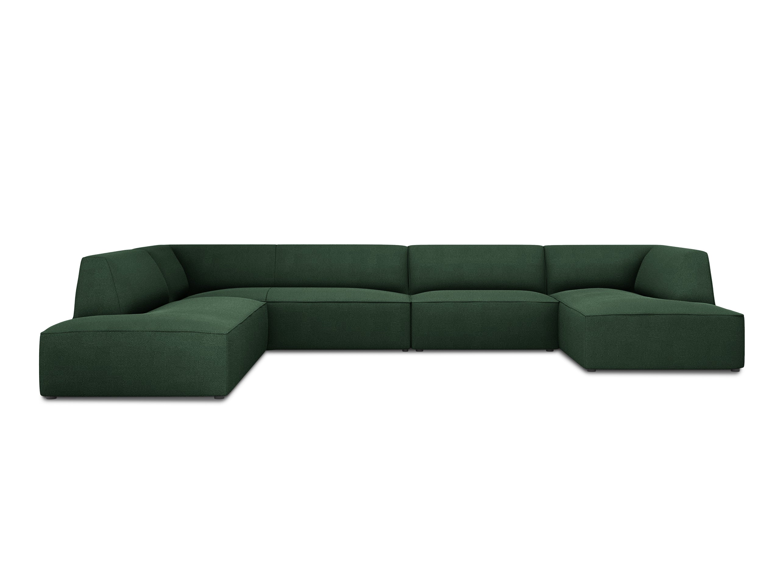 Micadoni Ruby panoramatická sedačka 366 × 273 cm - Štrukturovaná látka Ottawa (Ota14) - Zelená - Ľavé prevedenie