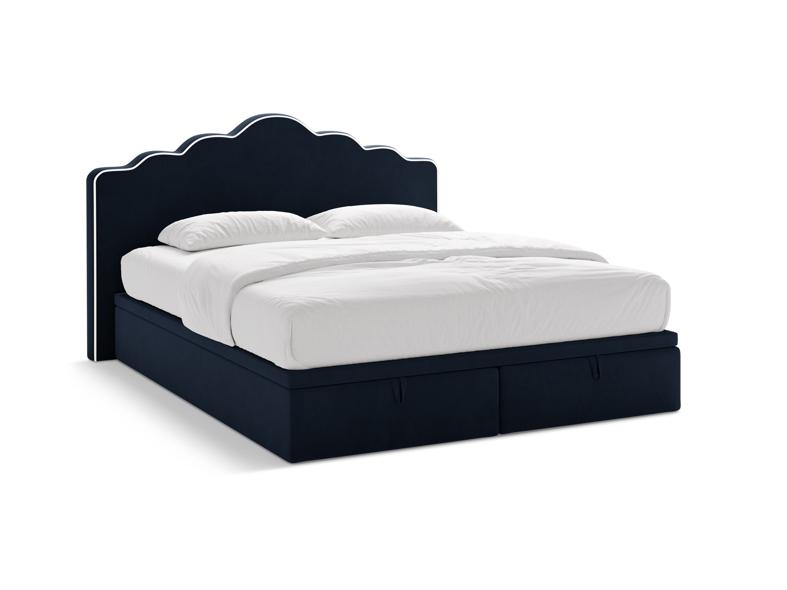 Micadoni Dream kontinentálna posteľ - Zamat Magic Velvet 2256 (Ma2256) / Zamat Magic Velvet 2204 (Ma2204) - SLONOVINOVÁ / KRÁĽOVSKÁ MODRÁ - Plocha na spanie 160 × 200 cm - Čierny plast
