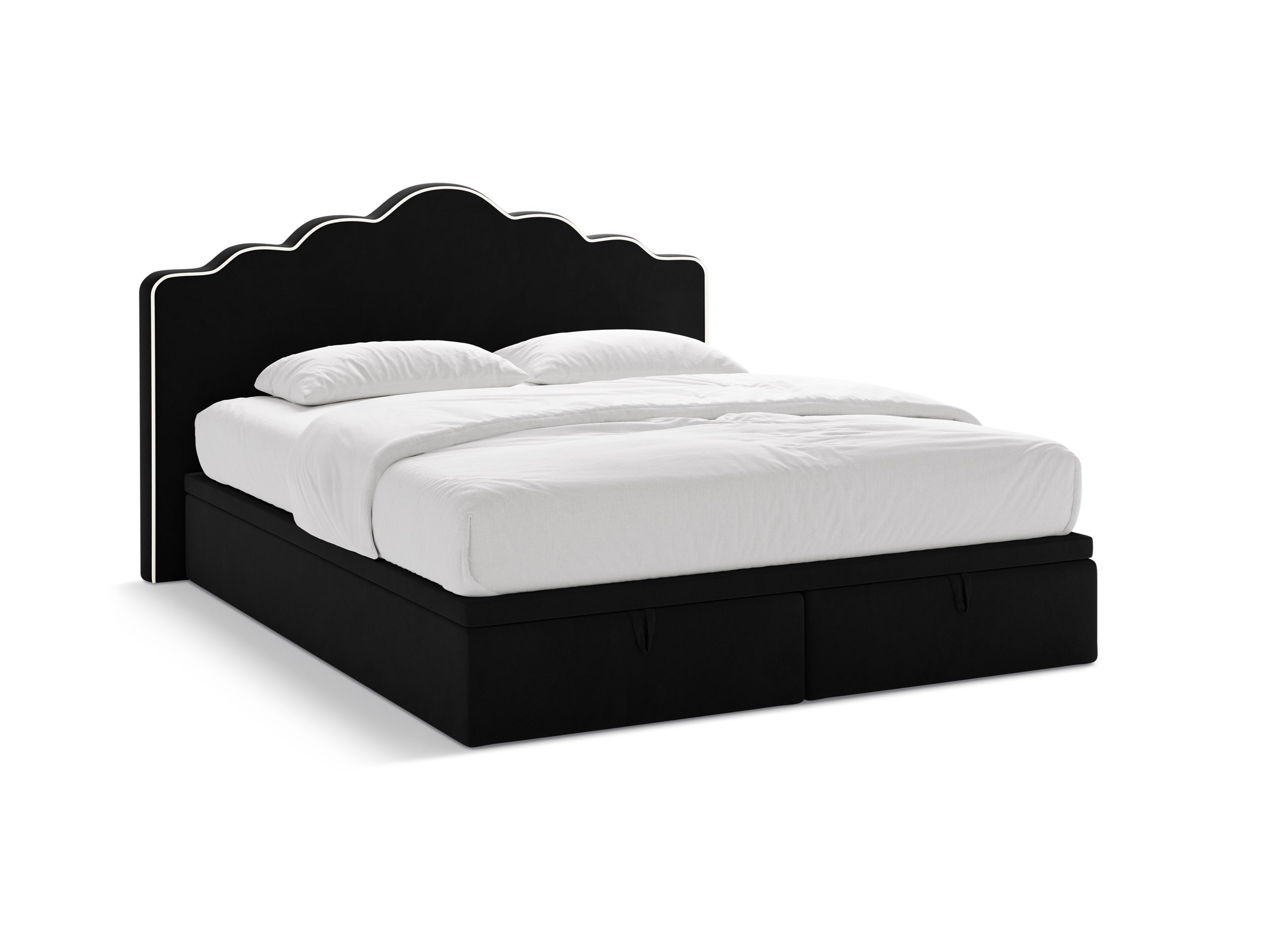 Micadoni Dream kontinentálna posteľ - Zamat Magic Velvet 2256 (Ma2256) / Zamat Magic Velvet 2219 (Ma2219) - SLONOVINOVÁ / ČIERNA - Plocha na spanie 180 × 200 cm - Čierny plast