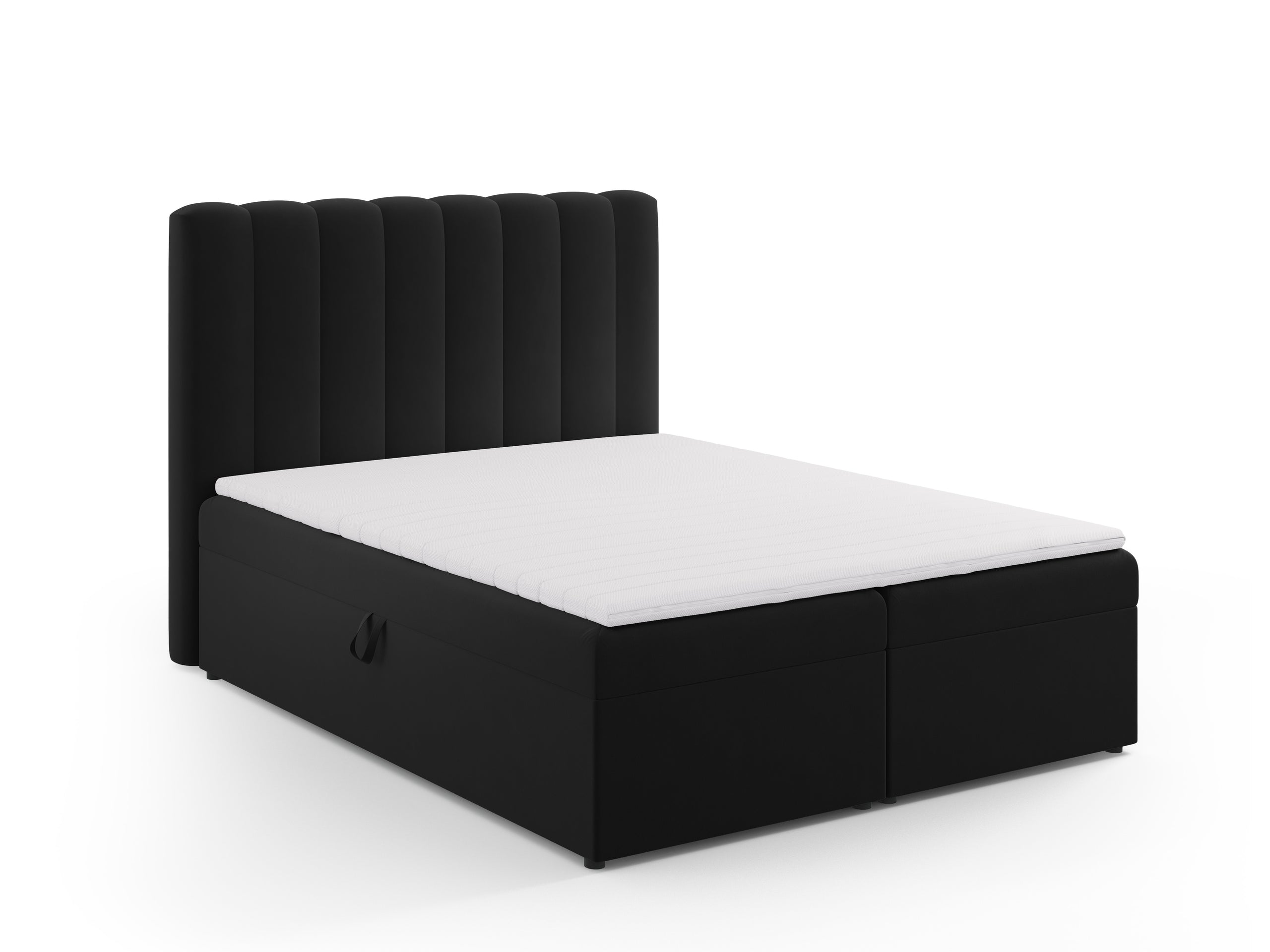 Micadoni Kelp kontinentálna posteľ - Zamat Bluvel 19 (Blu19) - ČIERNA - Plocha na spanie 140 × 200 cm - Čierny plast