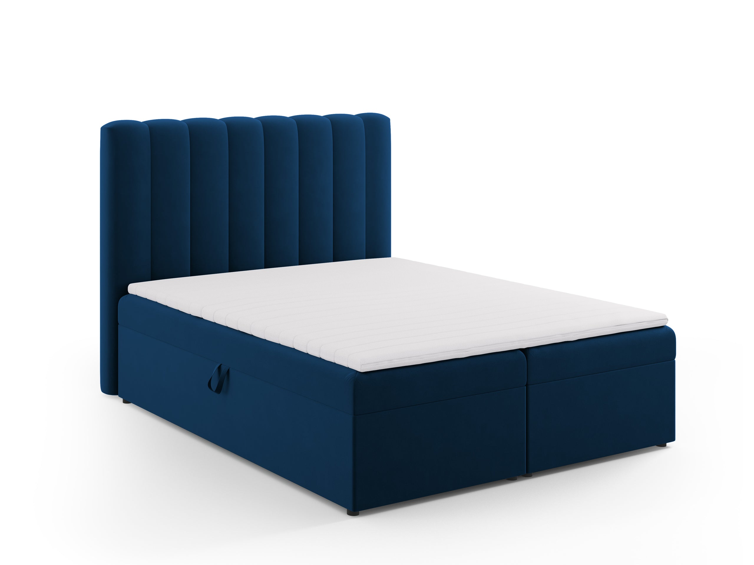 Micadoni Kelp kontinentálna posteľ - Zamat Bluvel 86 (Blu86) - KRÁĽOVSKÁ MODRÁ - Plocha na spanie 180 × 200 cm - Čierny plast