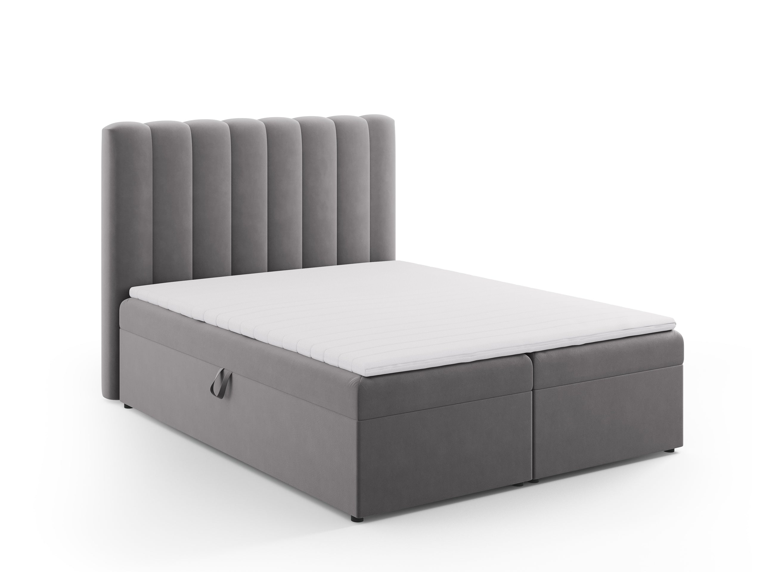 Micadoni Kelp kontinentálna posteľ - Zamat Bluvel 14 (Blu14) - SIVÁ - Plocha na spanie 180 × 200 cm - Čierny plast