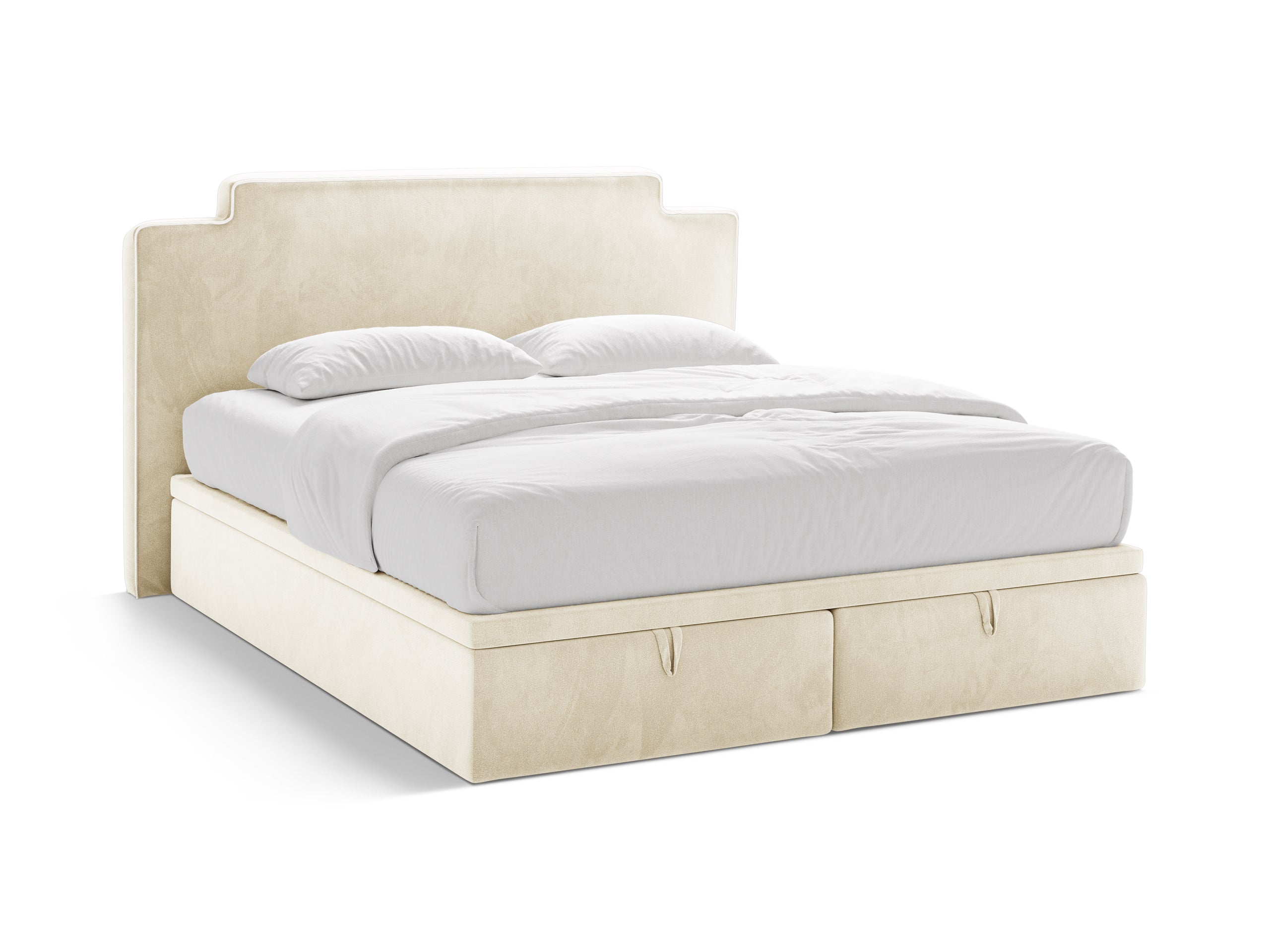 Micadoni Princess kontinentálna posteľ - Zamat Magic Velvet 2256 (Ma2256) - SLONOVINOVÁ - Plocha na spanie 140 × 200 cm - Čierny plast