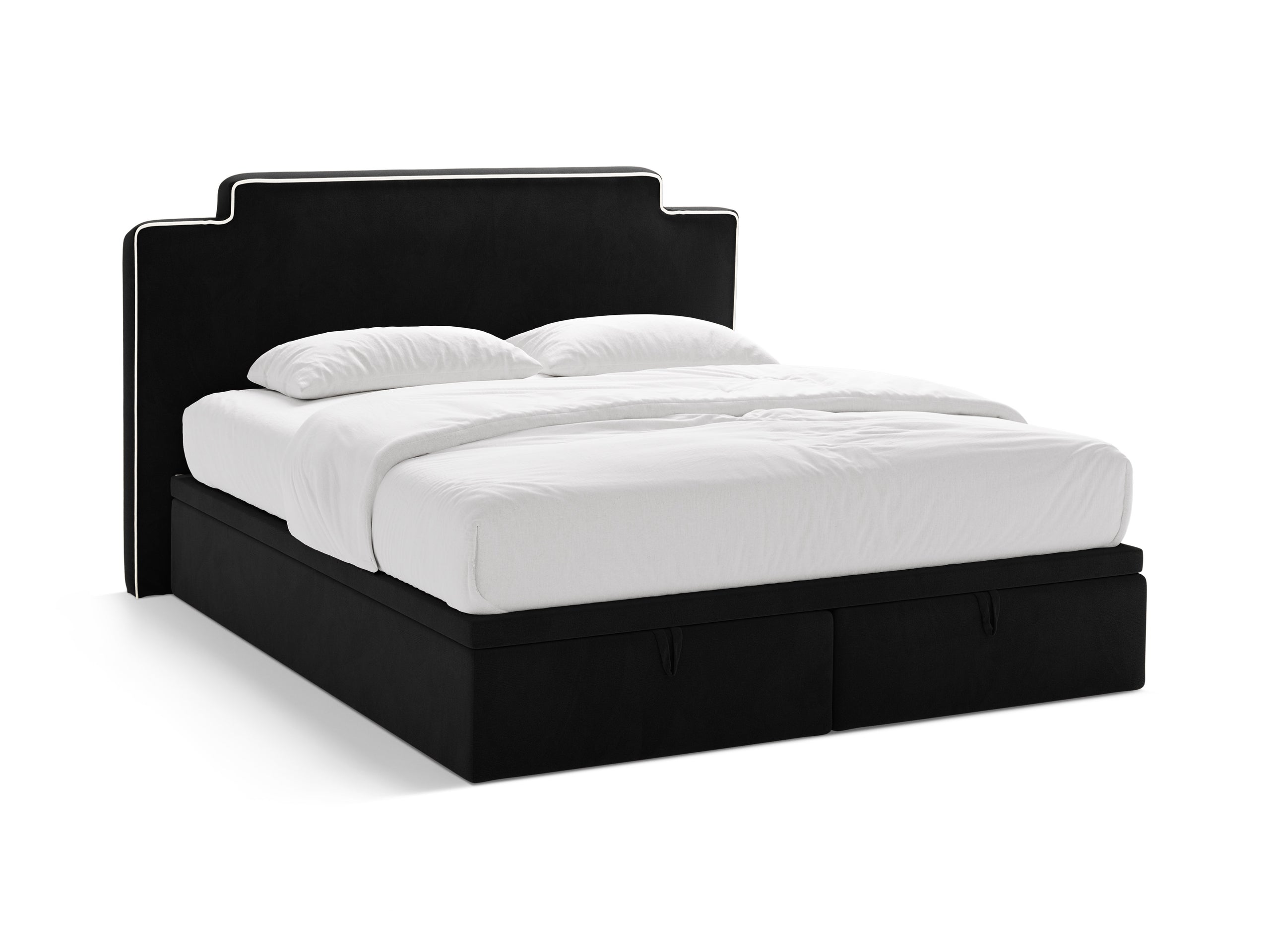 Micadoni Princess kontinentálna posteľ - Zamat Magic Velvet 2256 (Ma2256) / Zamat Magic Velvet 2219 (Ma2219) - SLONOVINOVÁ / ČIERNA - Plocha na spanie 140 × 200 cm - Čierny plast